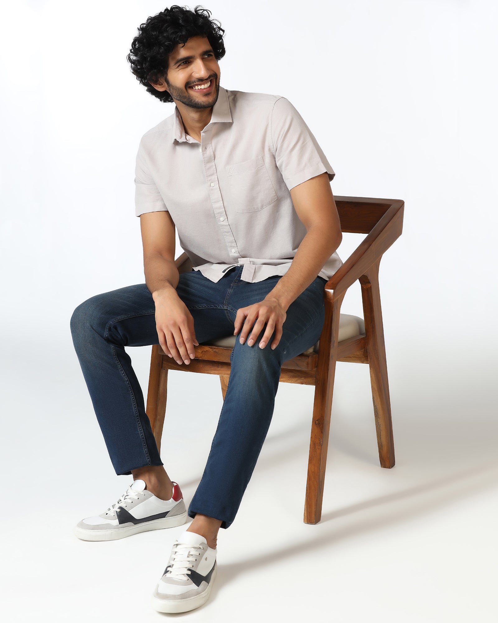 Grey Half Sleeve Solid Shirt - Axar