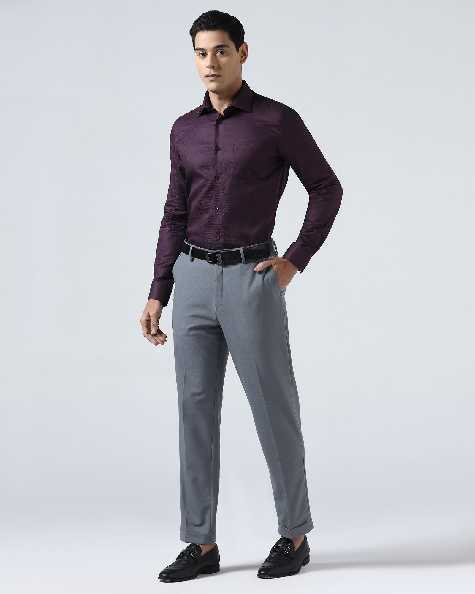 Grey Solid Trouser - Joshua