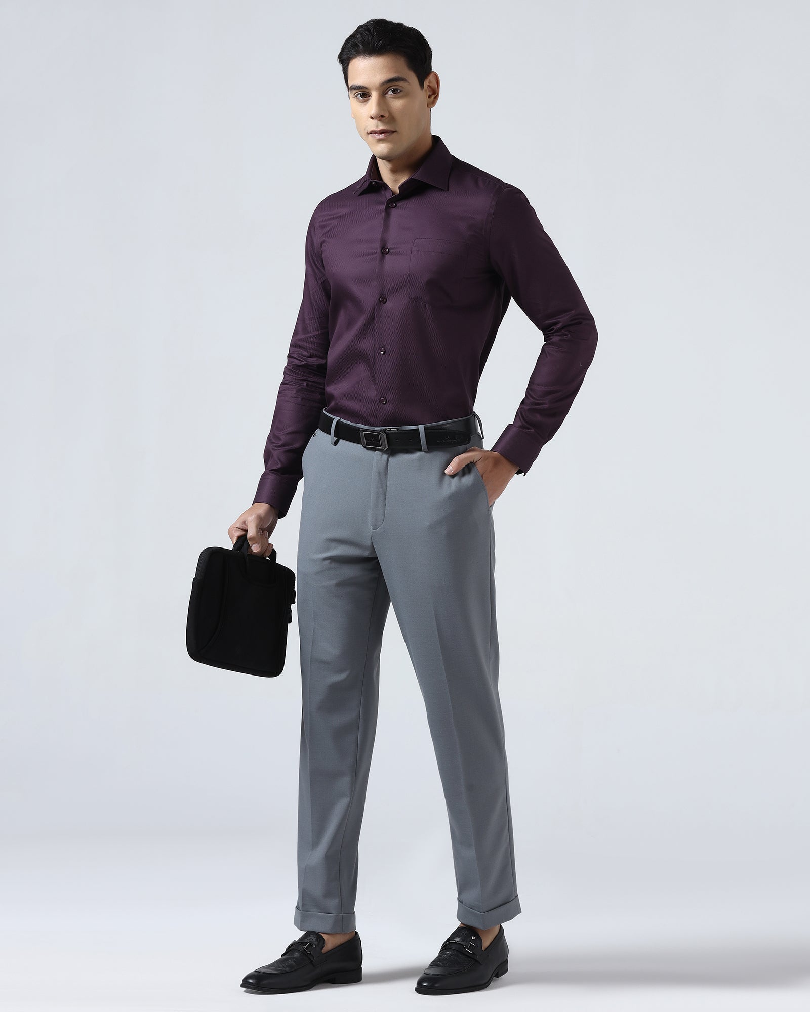 Grey Solid Trouser - Joshua