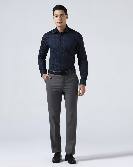 Grey Solid Trouser - Liano