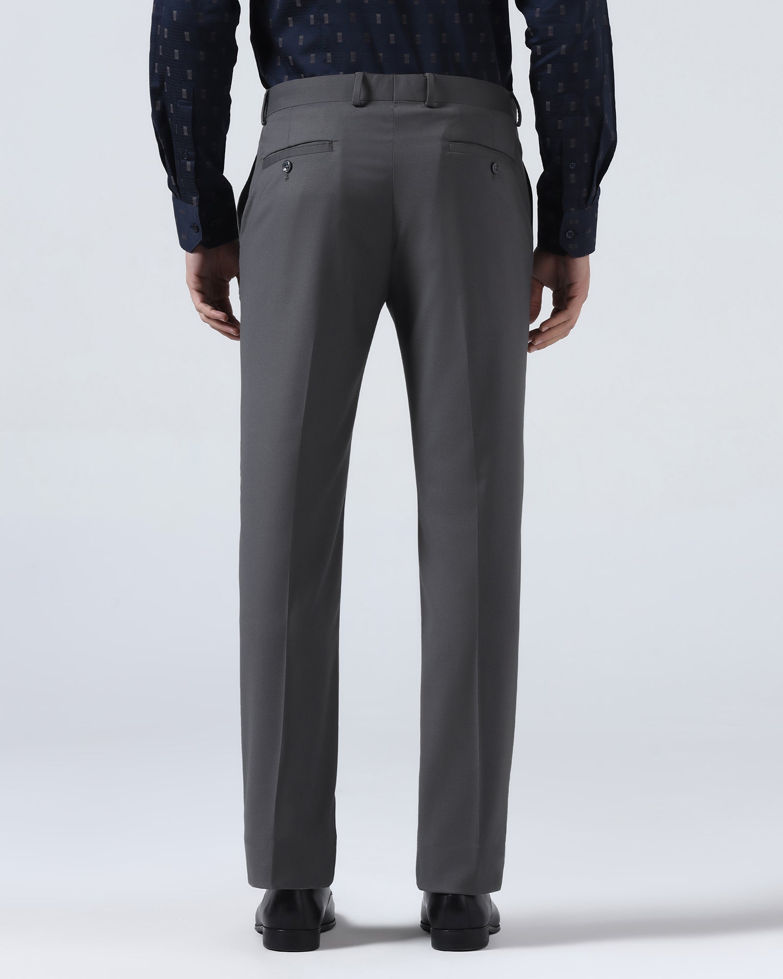 Grey Solid Trouser - Liano