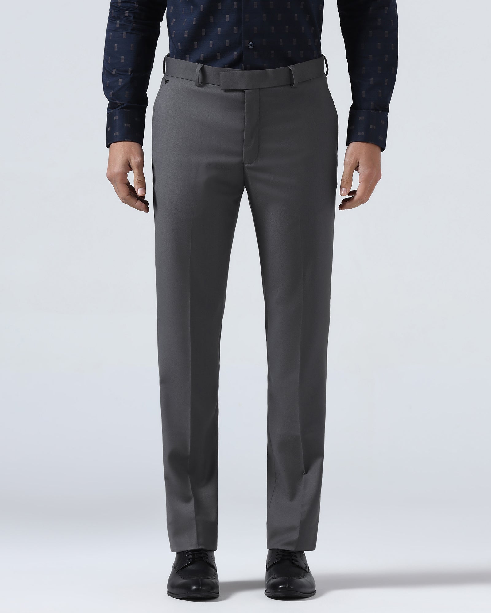 Grey Solid Trouser - Liano