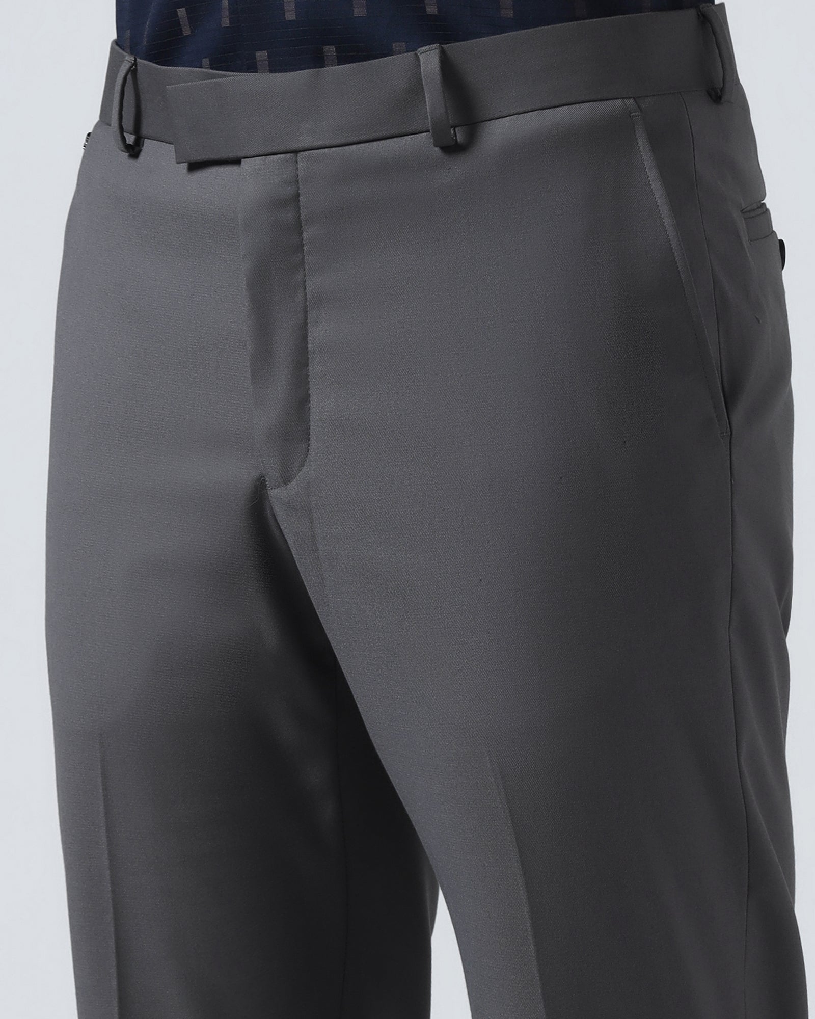 Grey Solid Trouser - Liano
