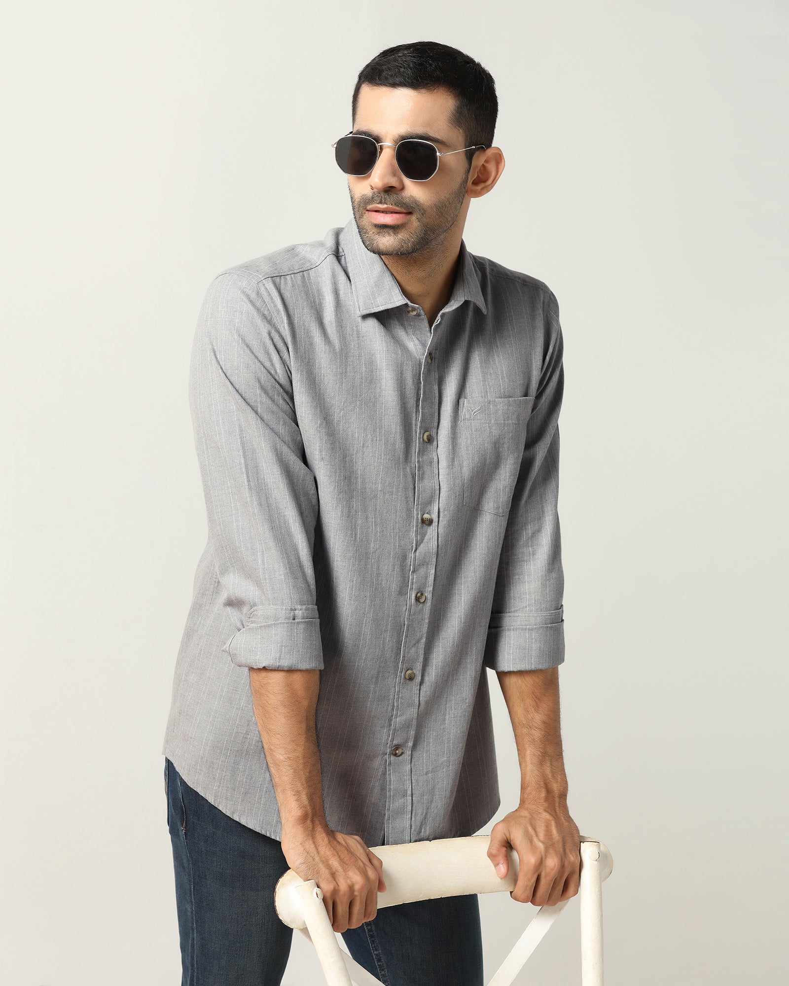 Grey Stripe Shirt - Numo