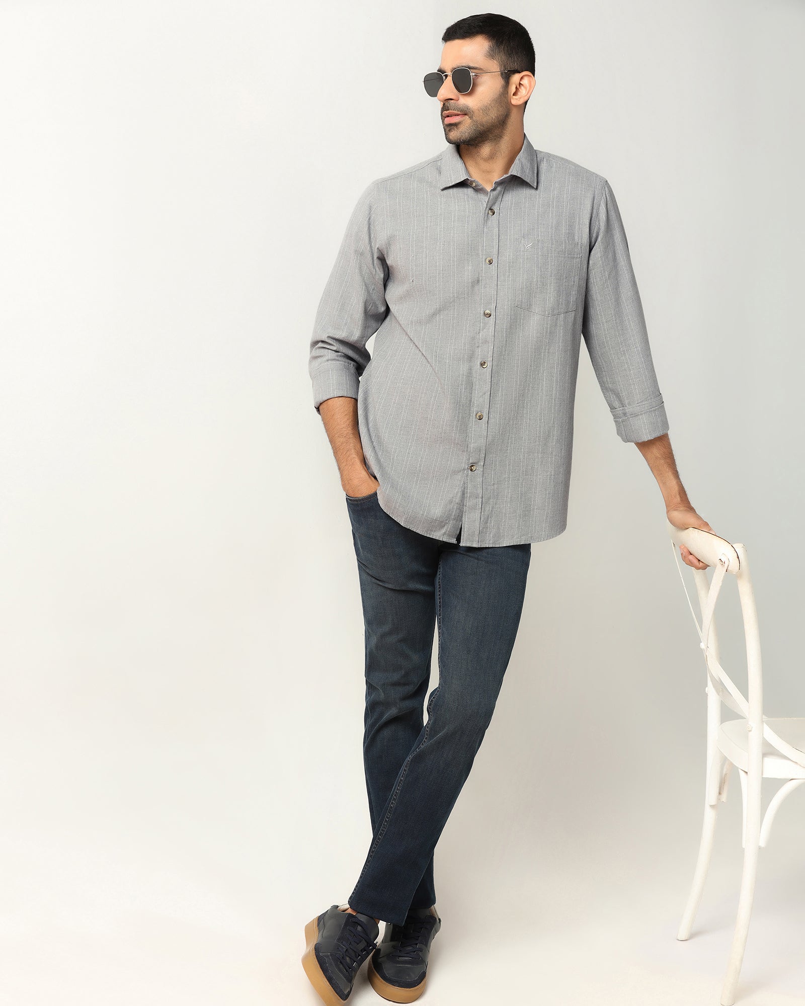 Grey Stripe Shirt - Numo