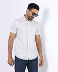 Grey Half Sleeve Stripe Shirt - Redot