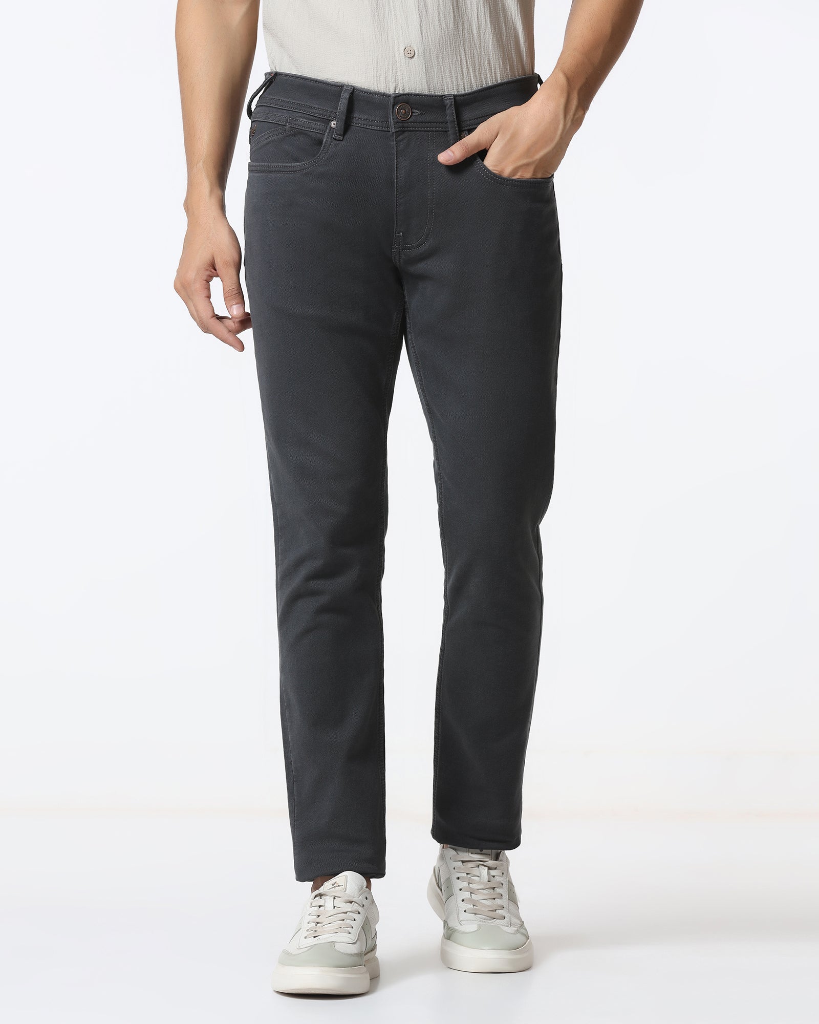 Grey Super Clean Textured Slim Comfort Jeans - Zelda