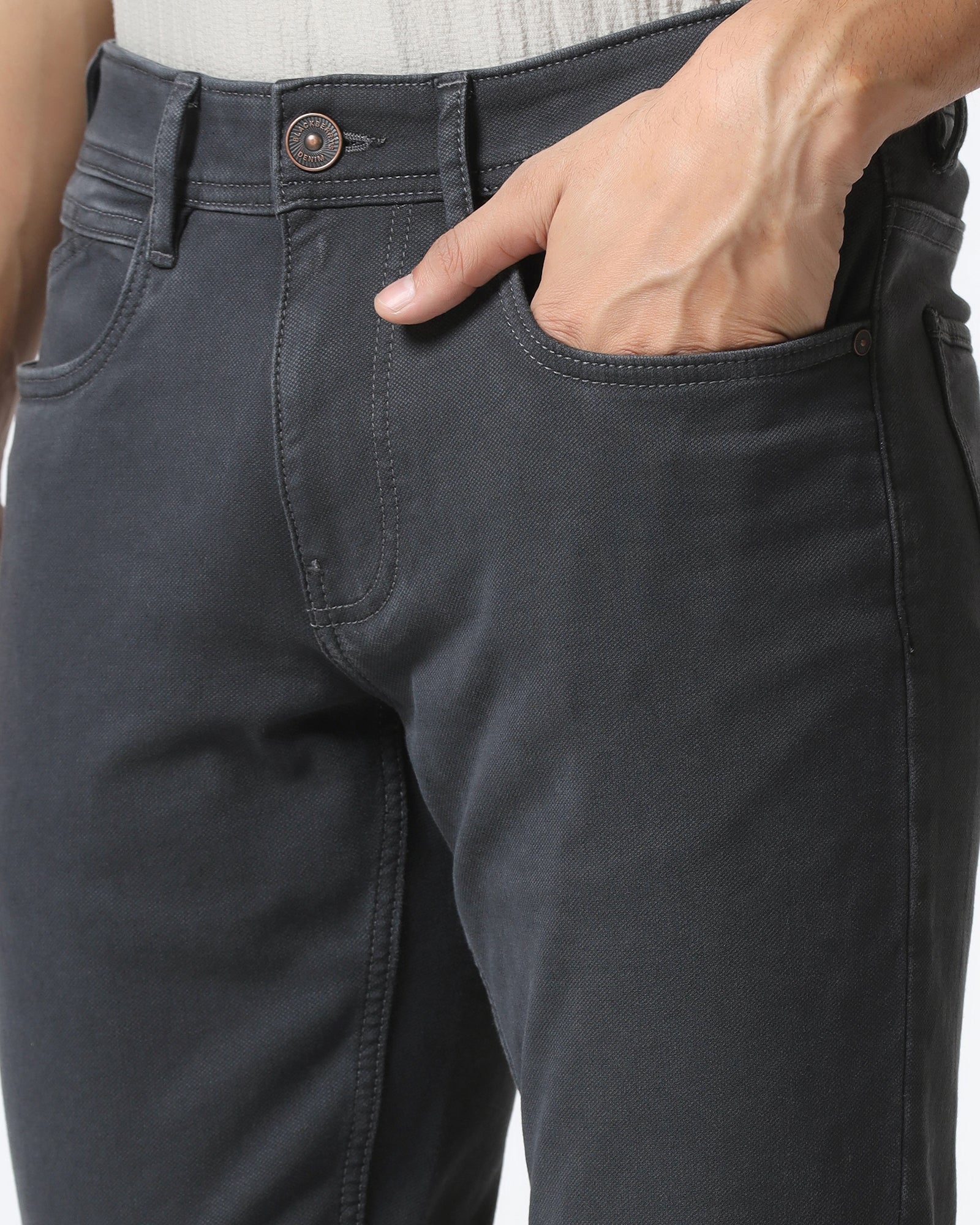 Grey Super Clean Textured Slim Comfort Jeans - Zelda