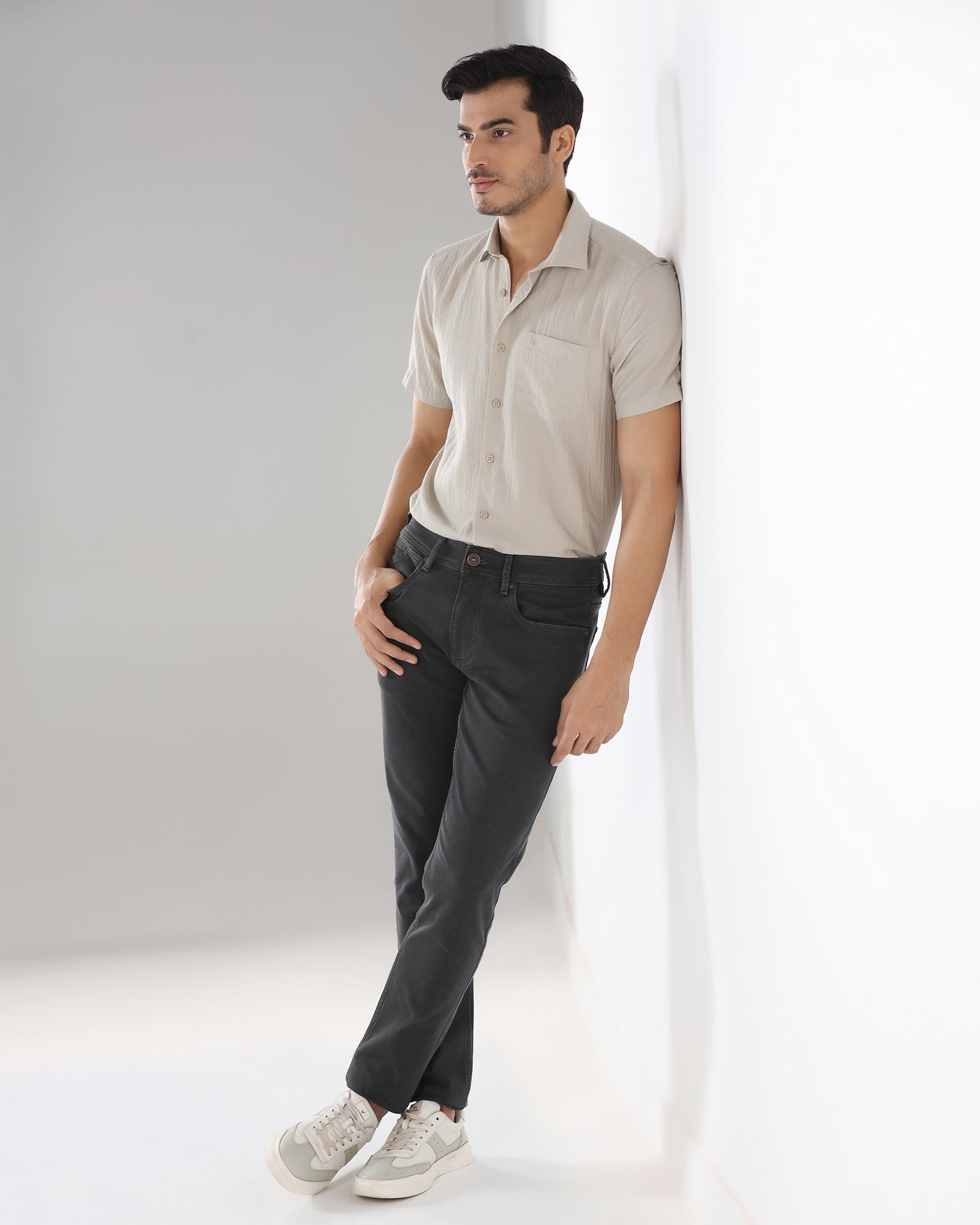 Grey Super Clean Textured Slim Comfort Jeans - Zelda