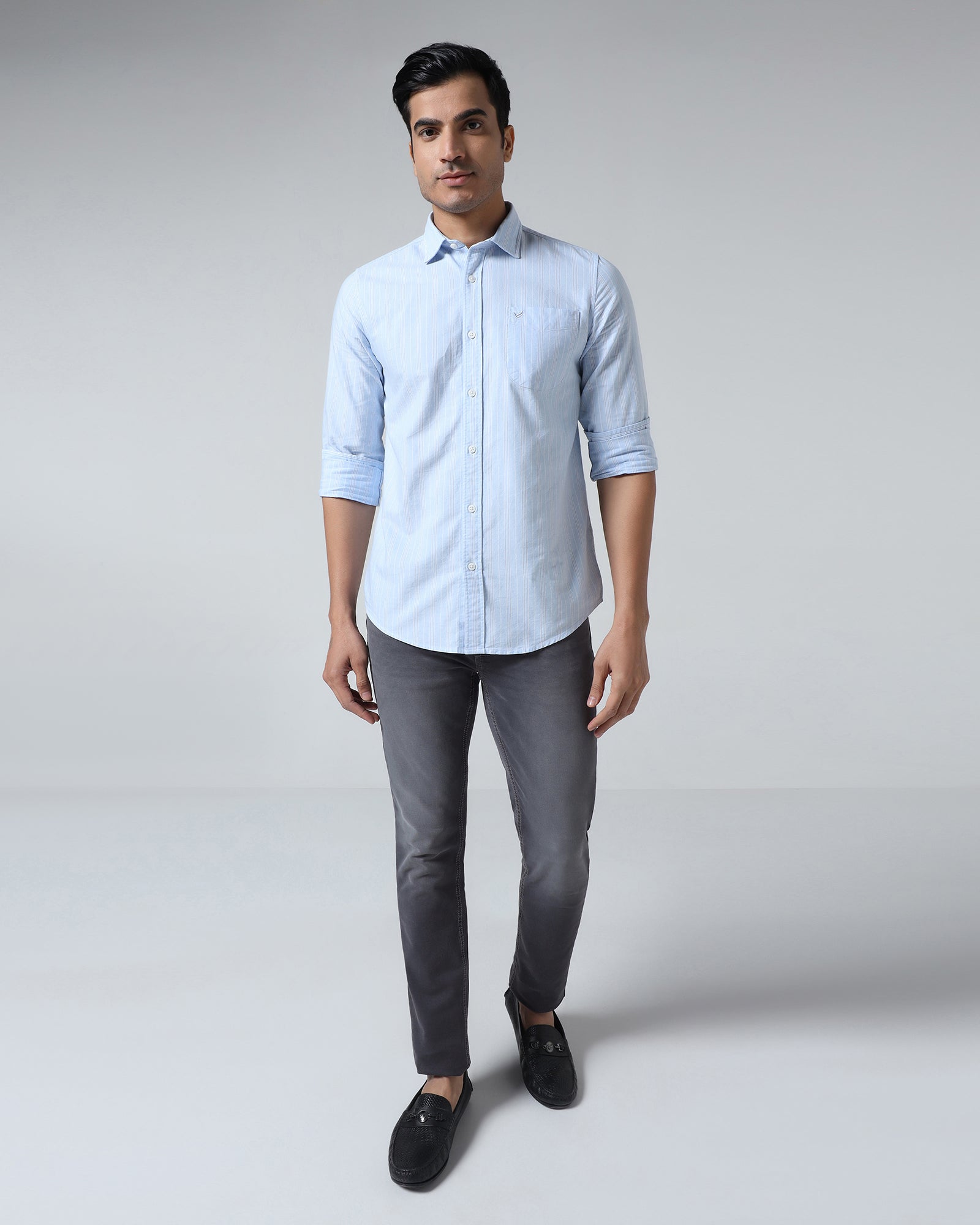 Grey Superflex Textured Slim Fit Jeans - Otis