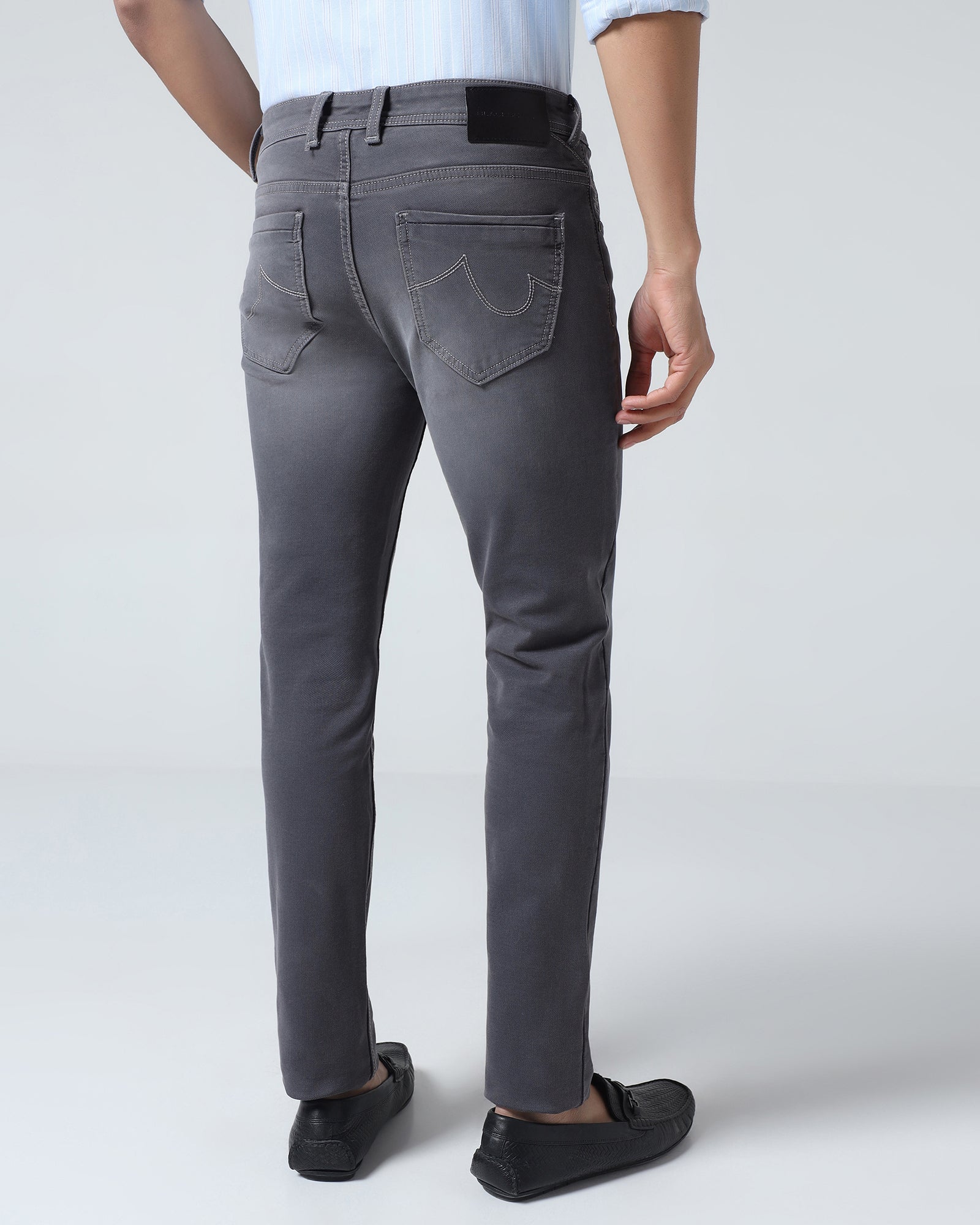 Grey Superflex Textured Slim Fit Jeans - Otis