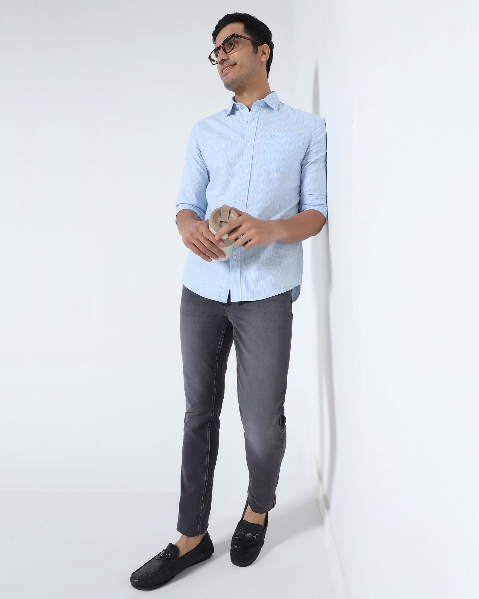 Grey Superflex Textured Slim Fit Jeans - Otis