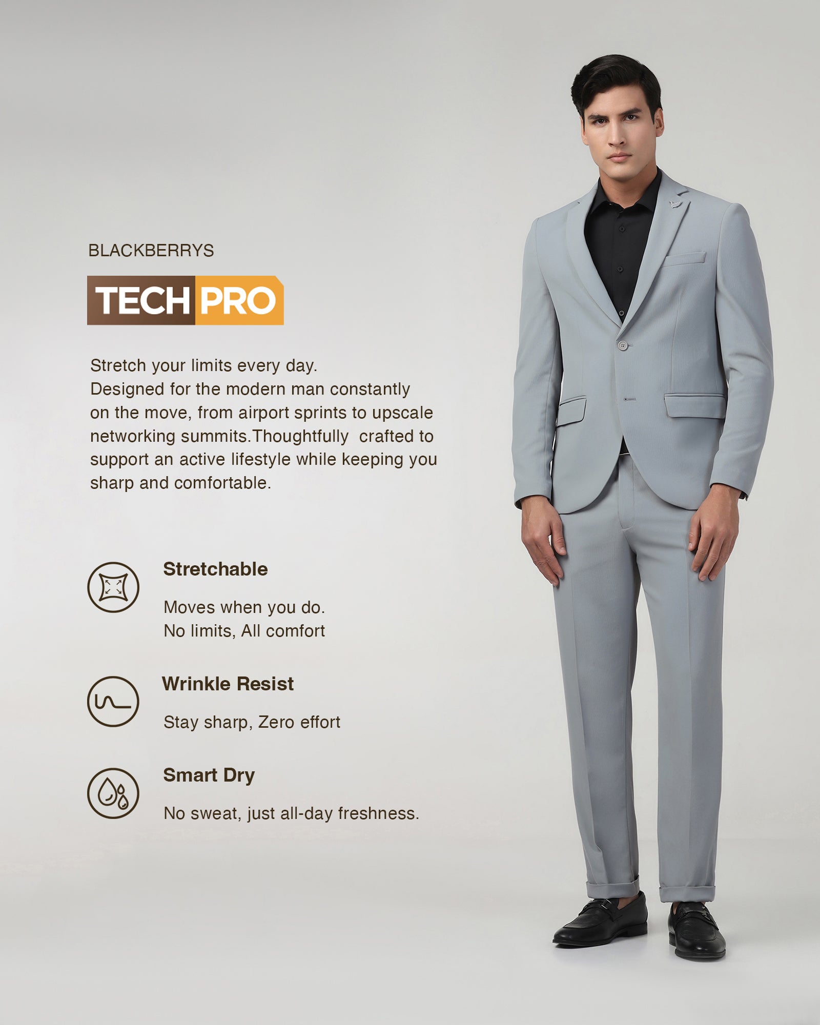 Grey TechPro Two Piece Stripe Suit - Telko
