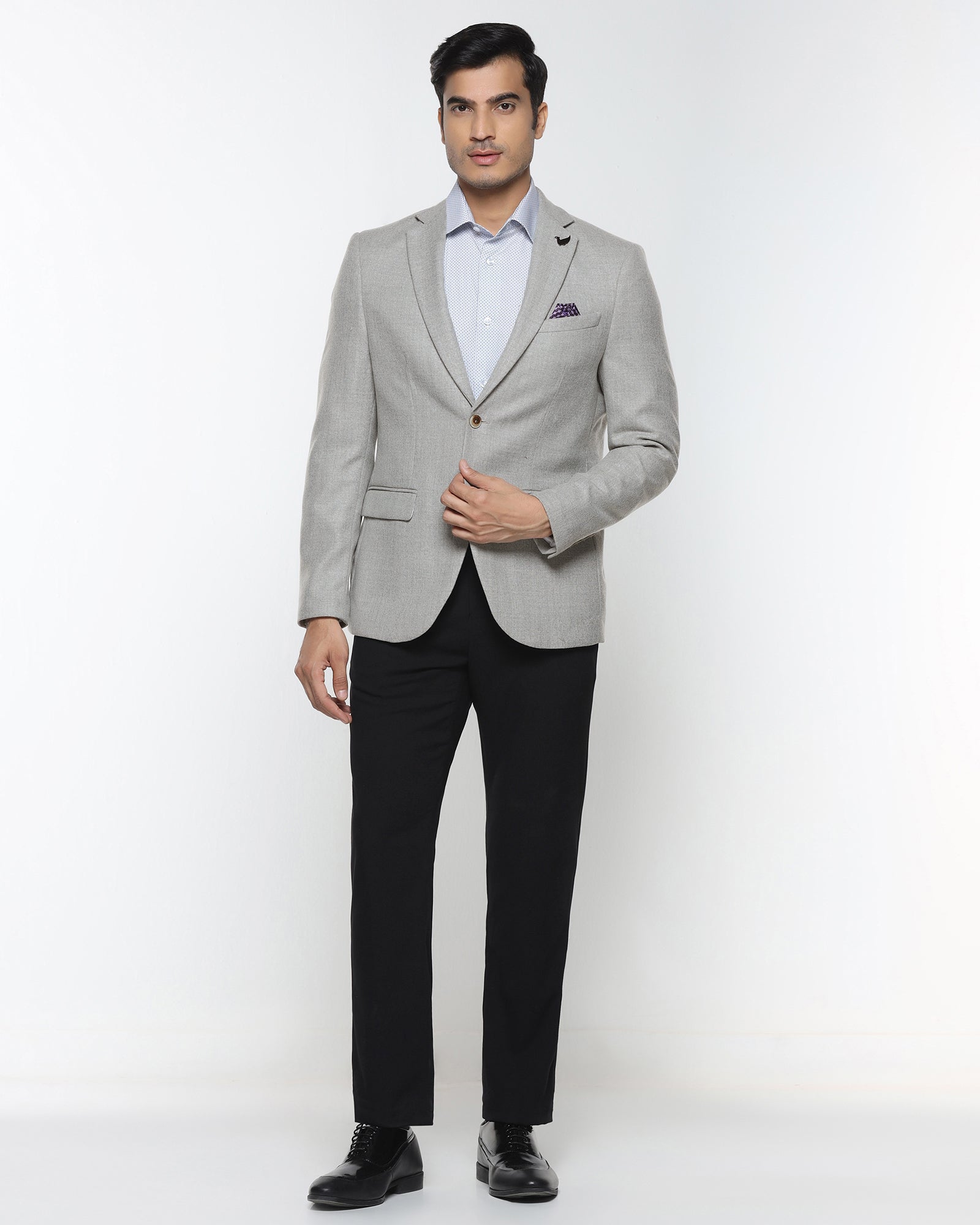 Grey Textured Blazer - Grant