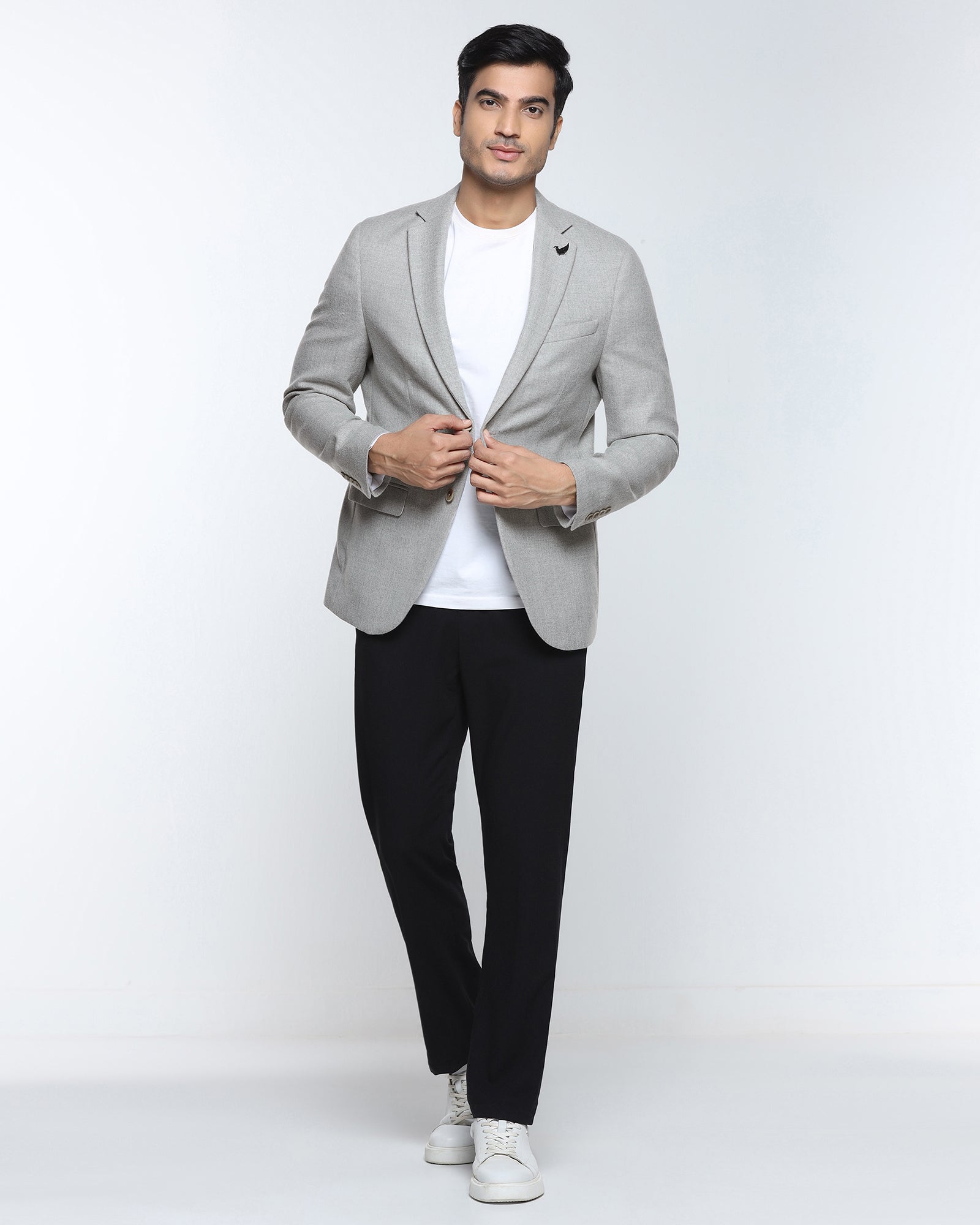 Grey Textured Blazer - Grant