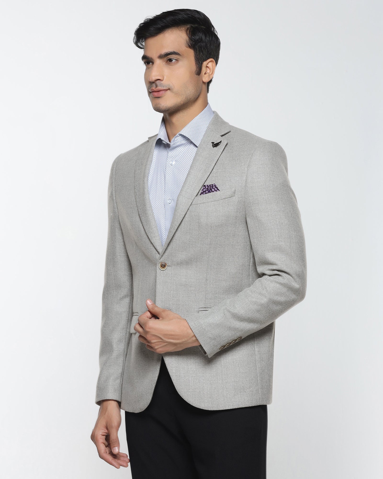 Grey Textured Blazer - Grant
