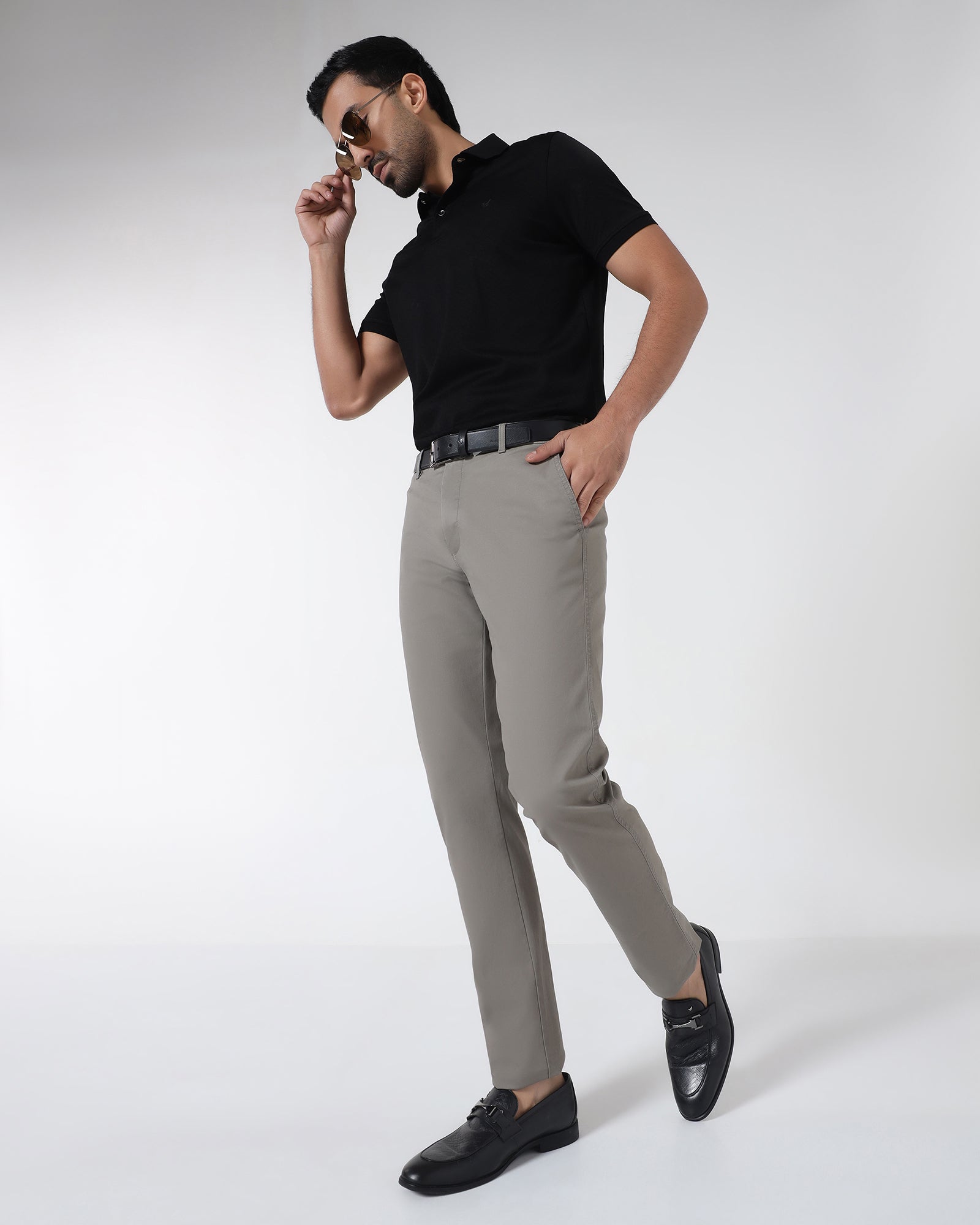 Grey Textured Khakis - Kary