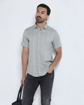Grey Half Sleeve Textured Shirt - Lambo