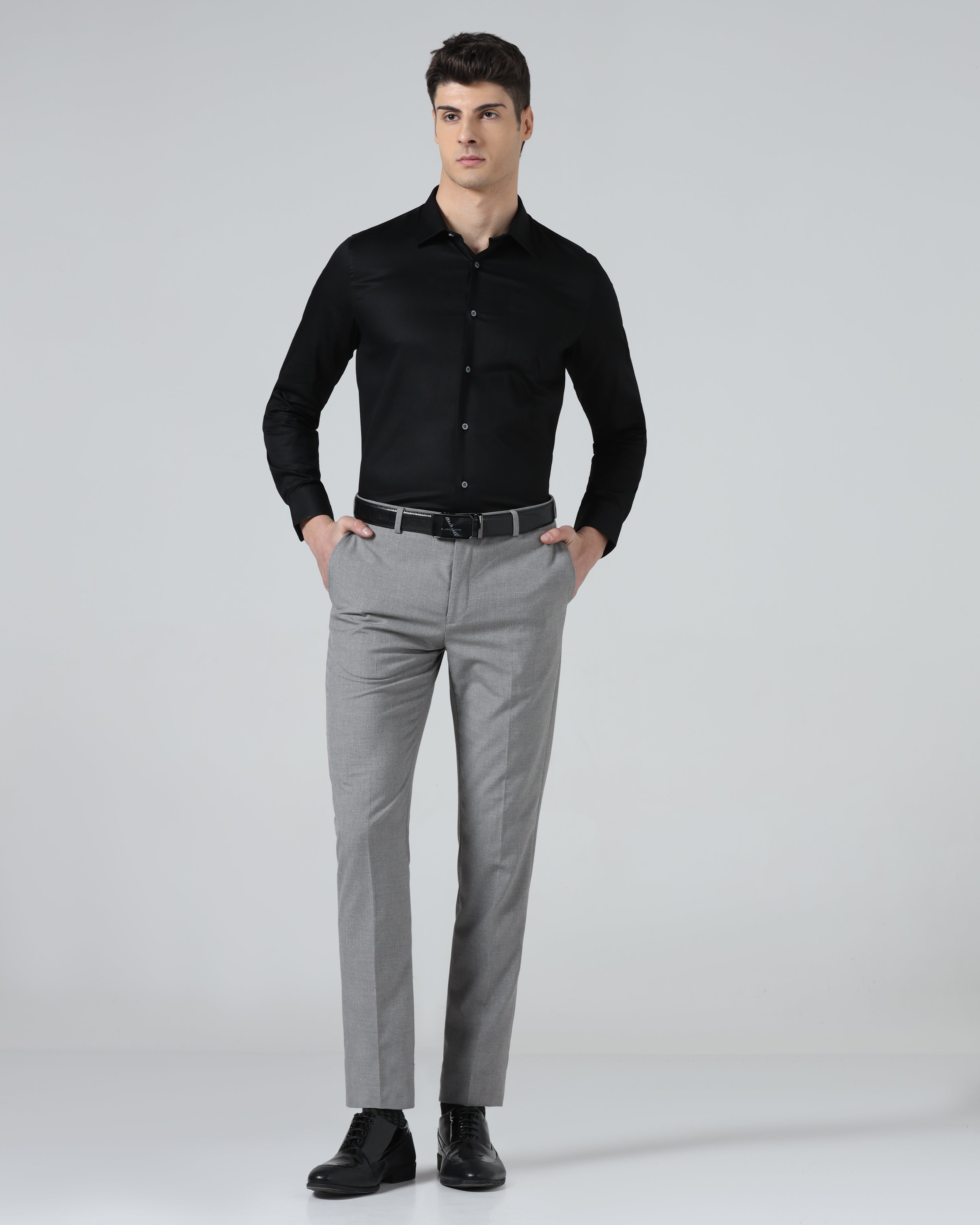 Grey Textured Trouser