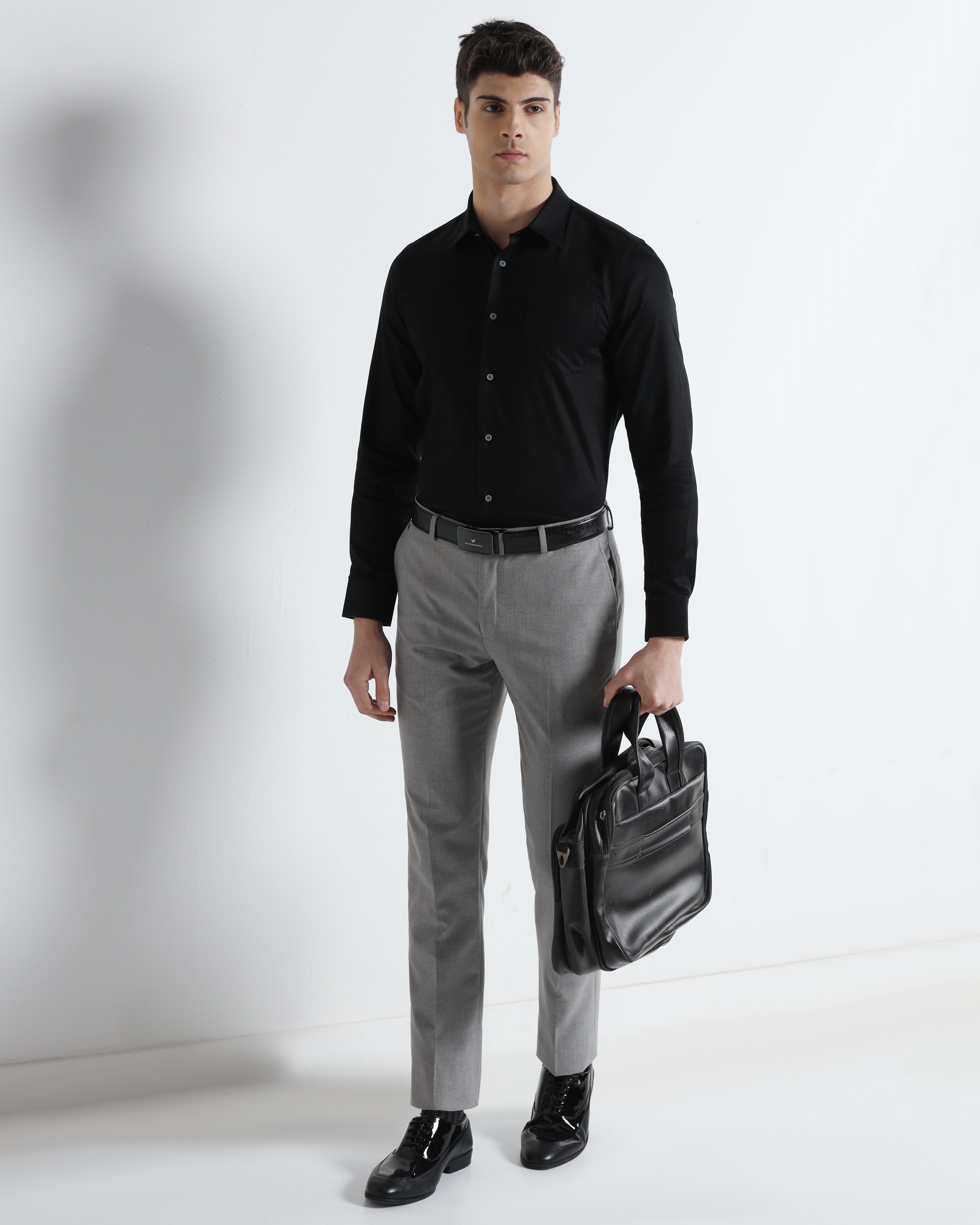 Grey Textured Trouser