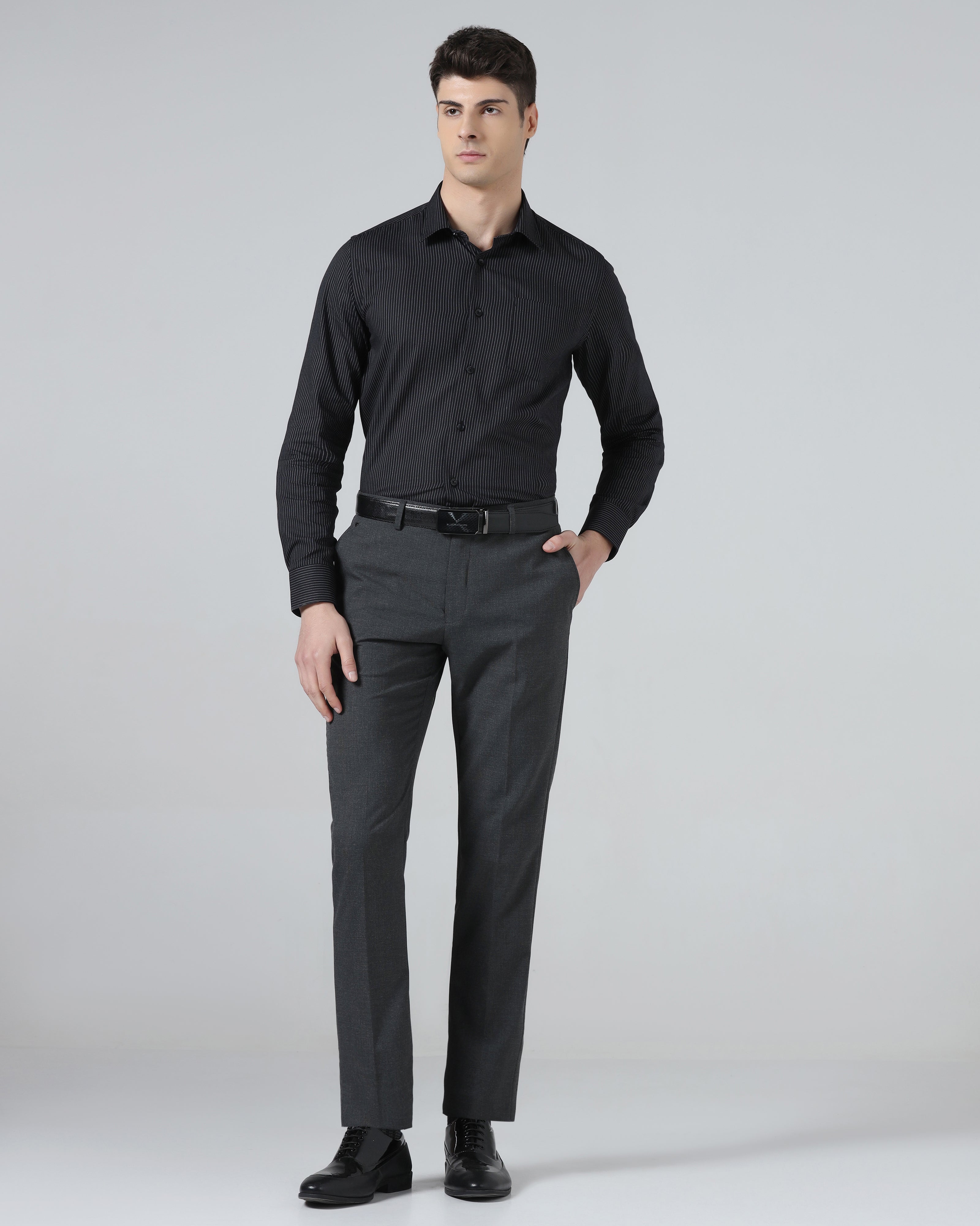 Grey Textured Trouser