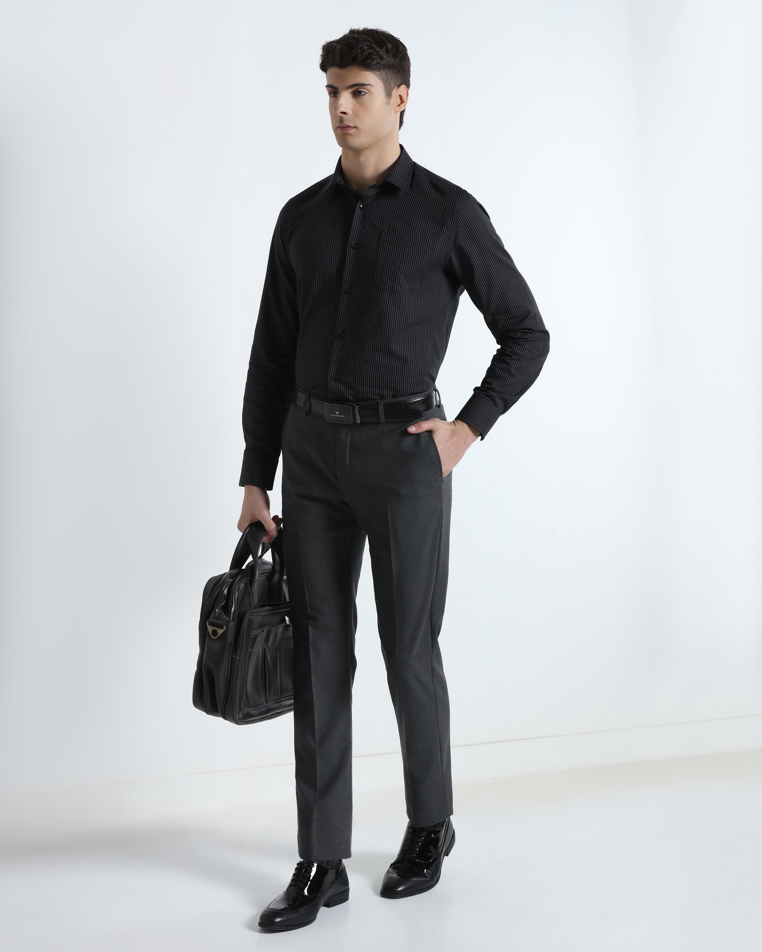 Grey Textured Trouser