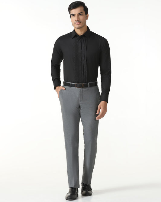 Grey Textured Trouser - Barrel