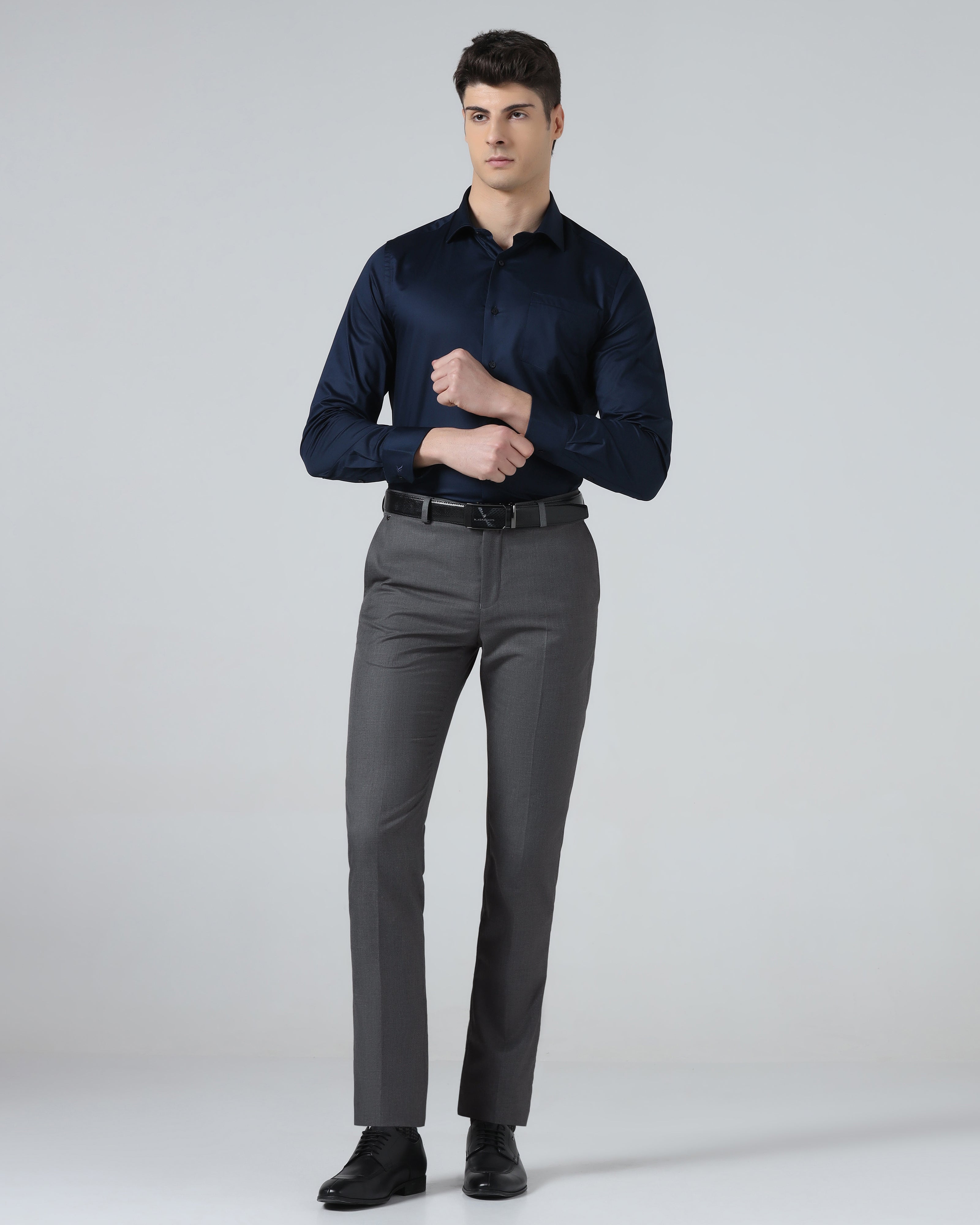 Grey Textured Trouser
