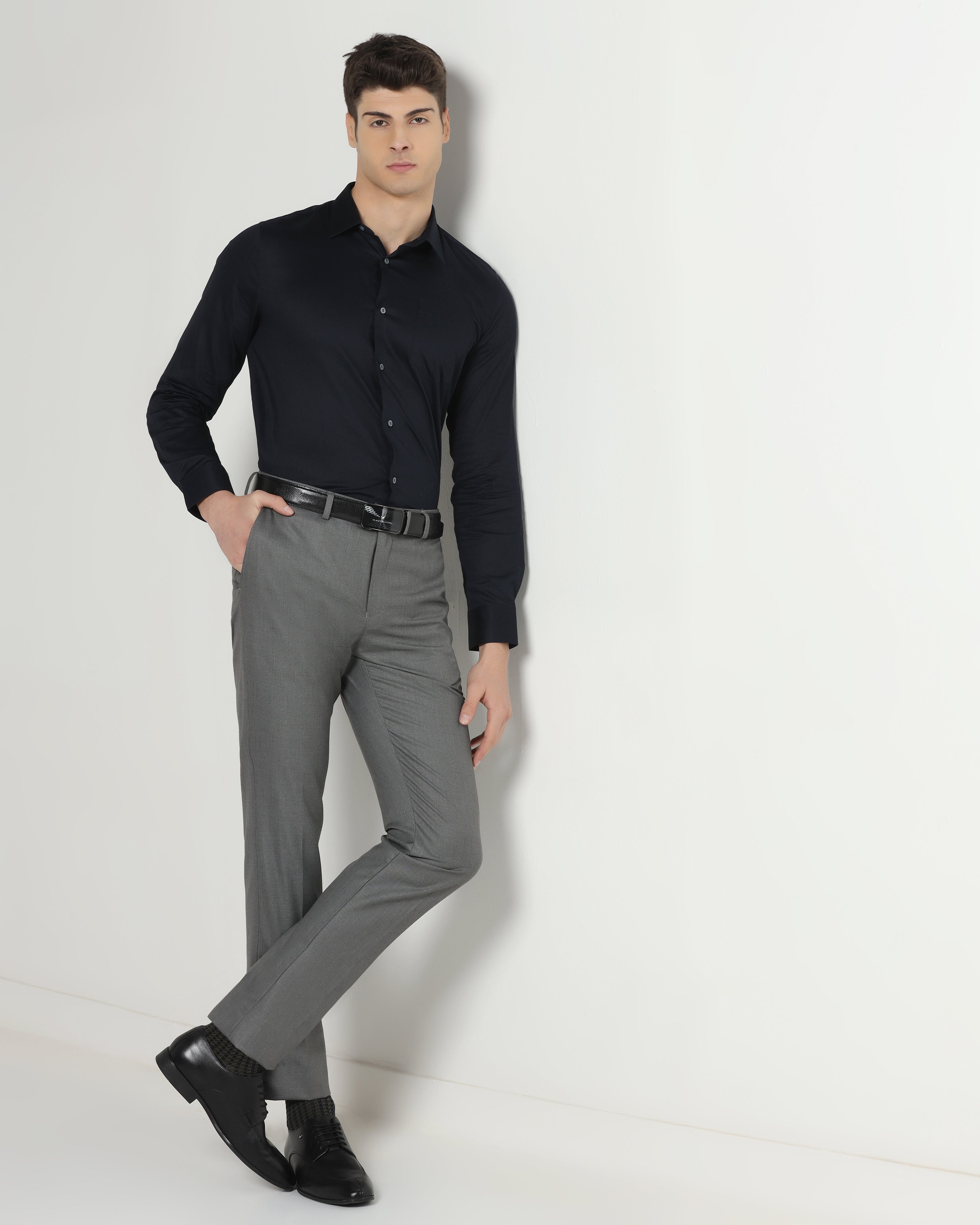 Grey Textured Trouser