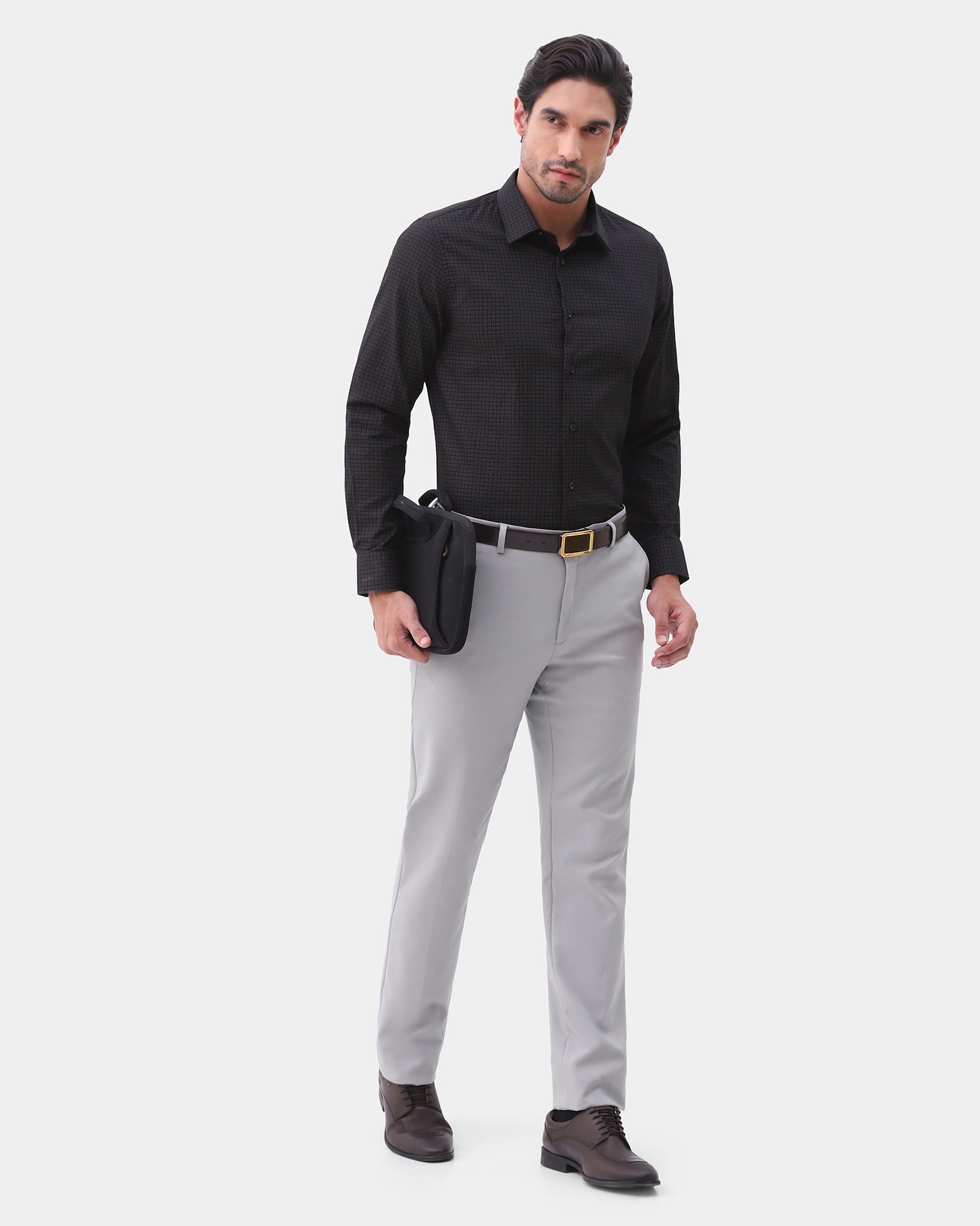 Grey Textured Trouser - Morfe