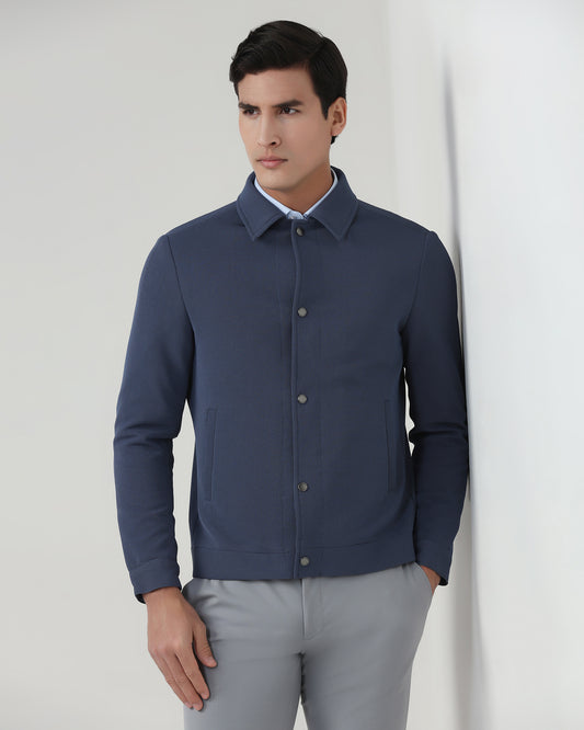 Grey Textured Zipper Jacket - Joan