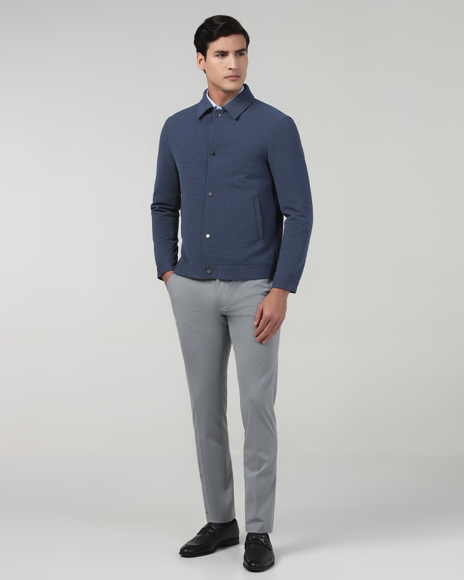 Grey Textured Zipper Jacket - Joan