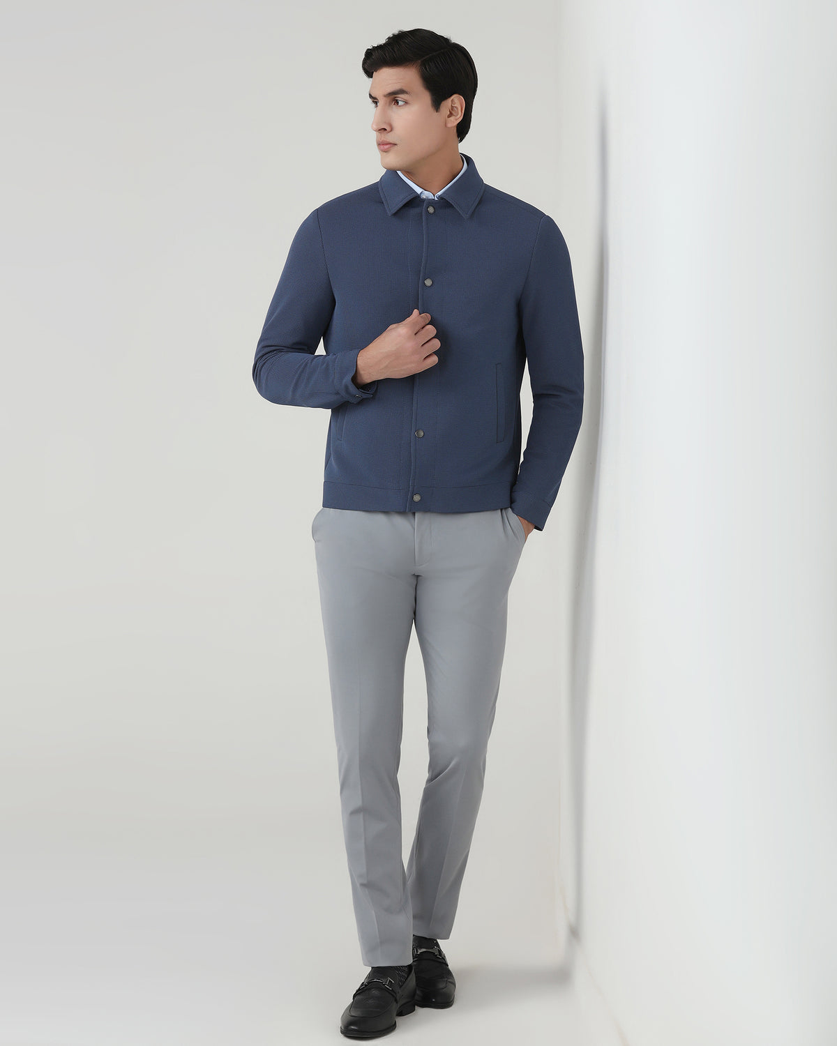 Buy Grey Textured Zipper Jacket - Joan Online