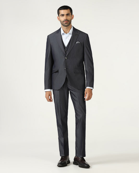 Grey Three Piece Textured Suit - Jiver