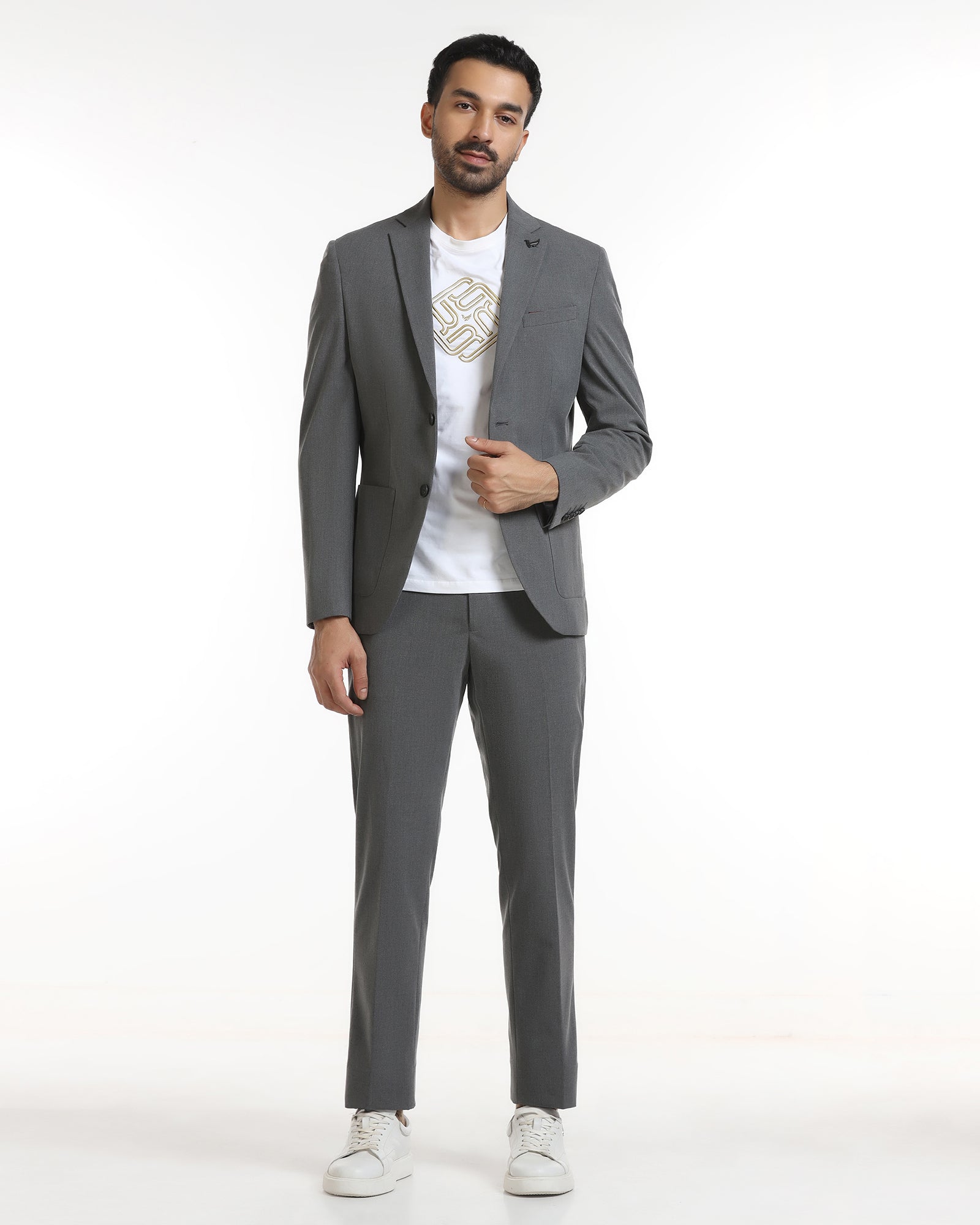 Grey Two Piece Solid Suit - Tenor