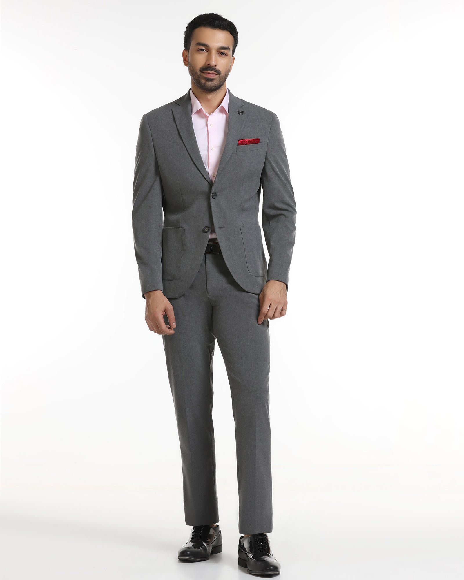 Grey Two Piece Solid Suit - Tenor