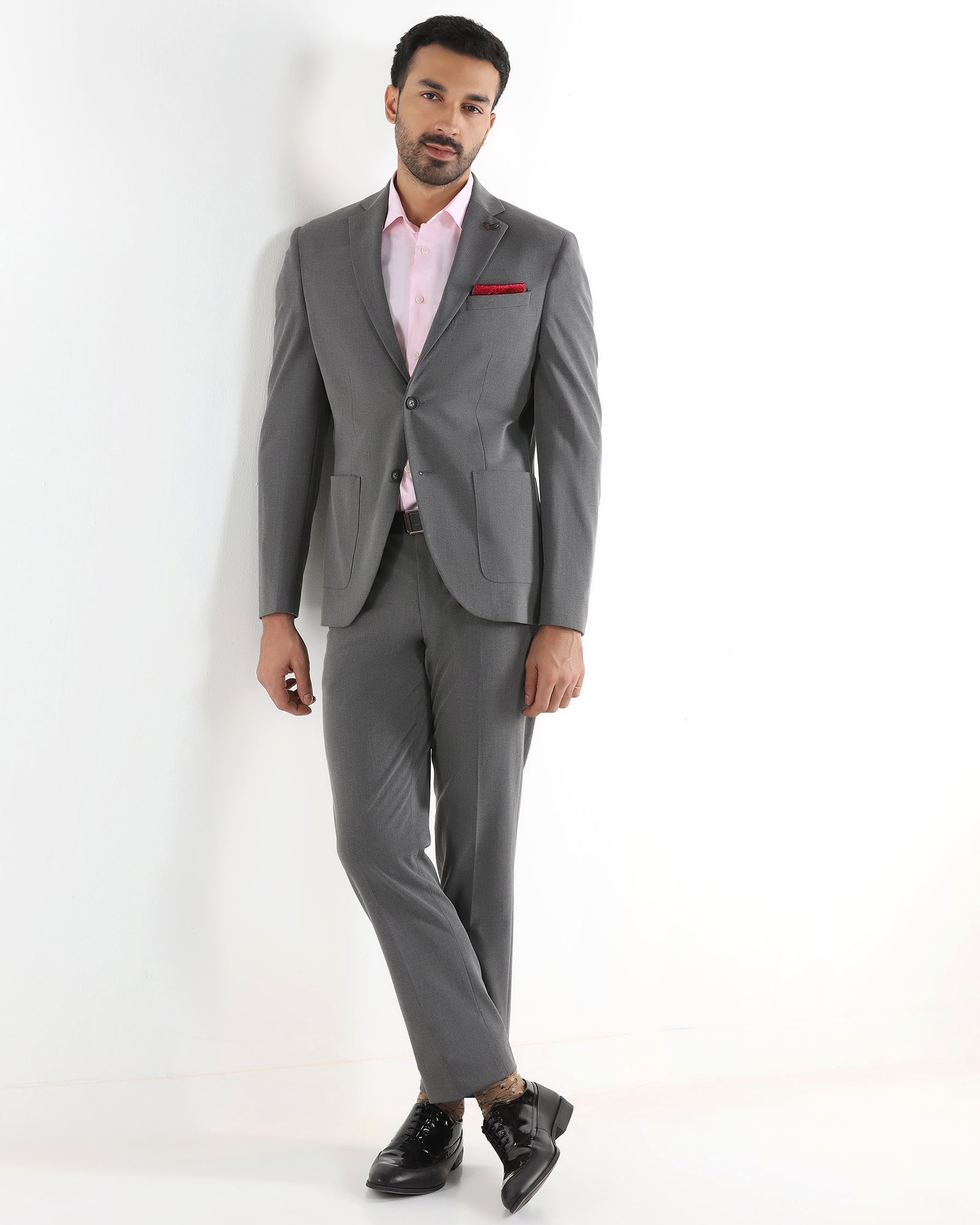 Grey Two Piece Solid Suit - Tenor