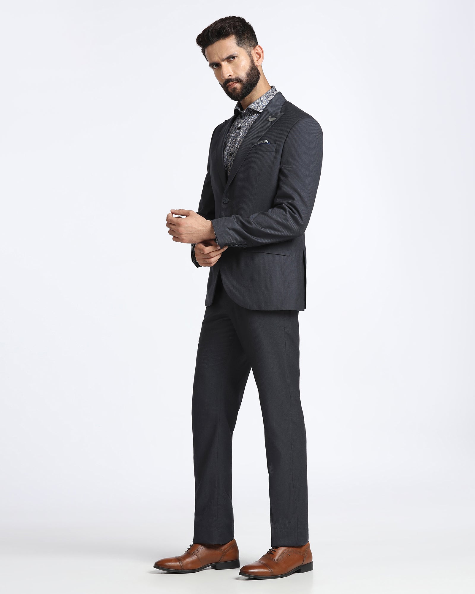 Grey Two Piece Stripe Suit - Jime