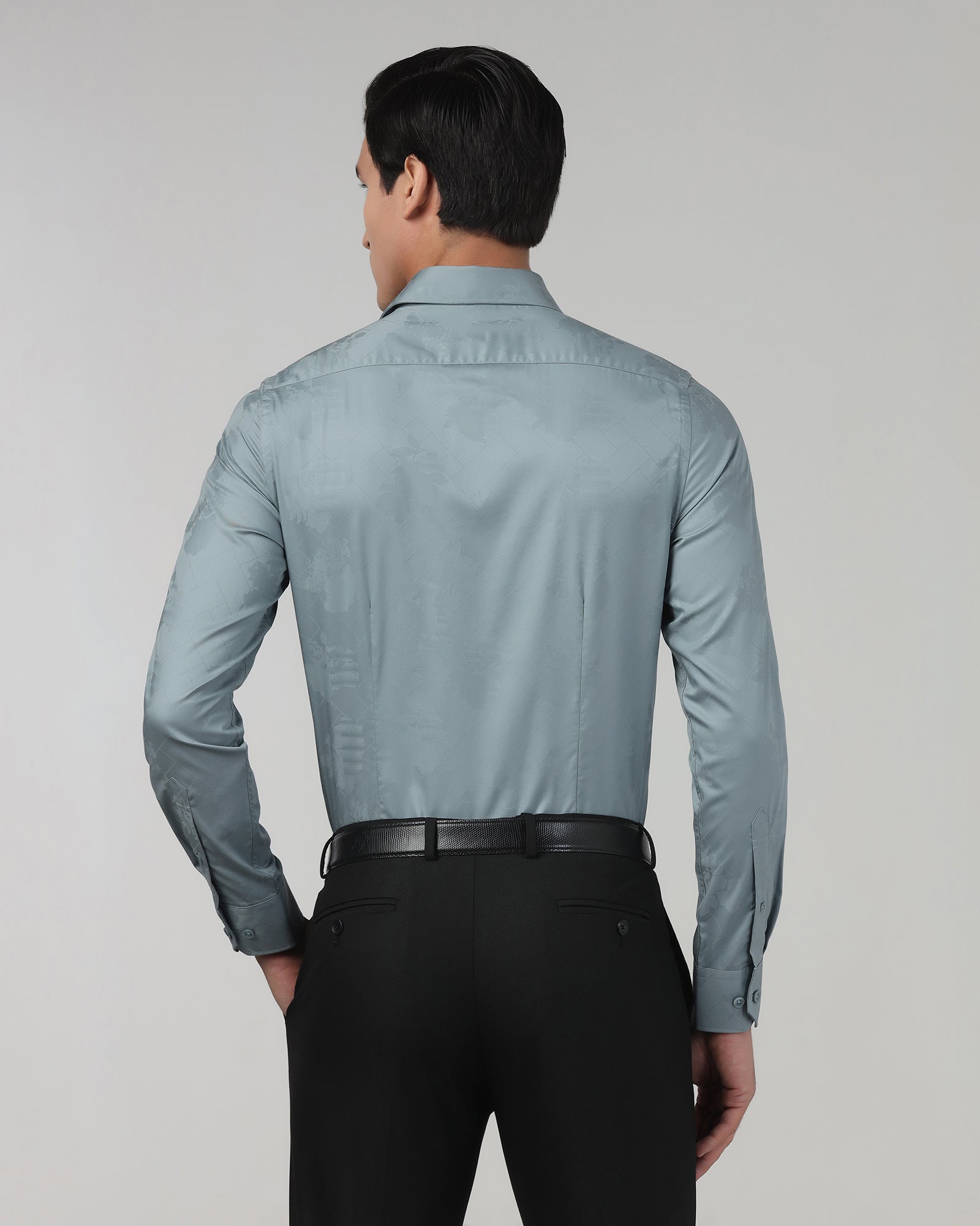 Greyish Blue Jacquard Shirt - Ramen