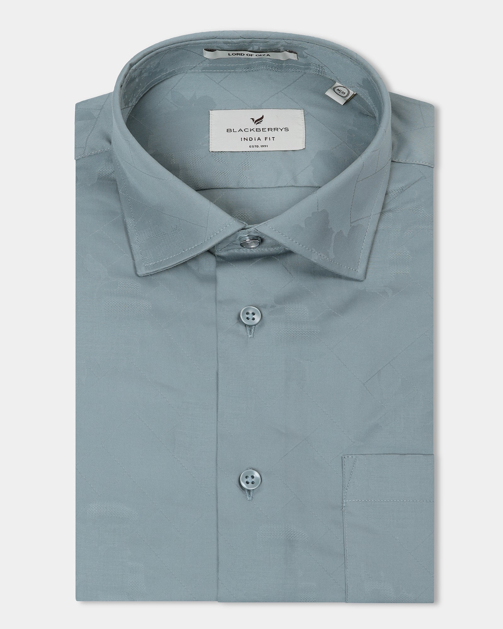 Greyish Blue Jacquard Shirt - Ramen
