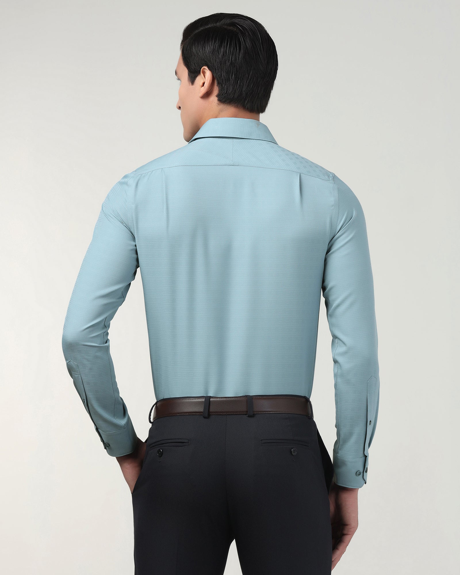 Greyish Blue Non Iron Textured Shirt - Reform E