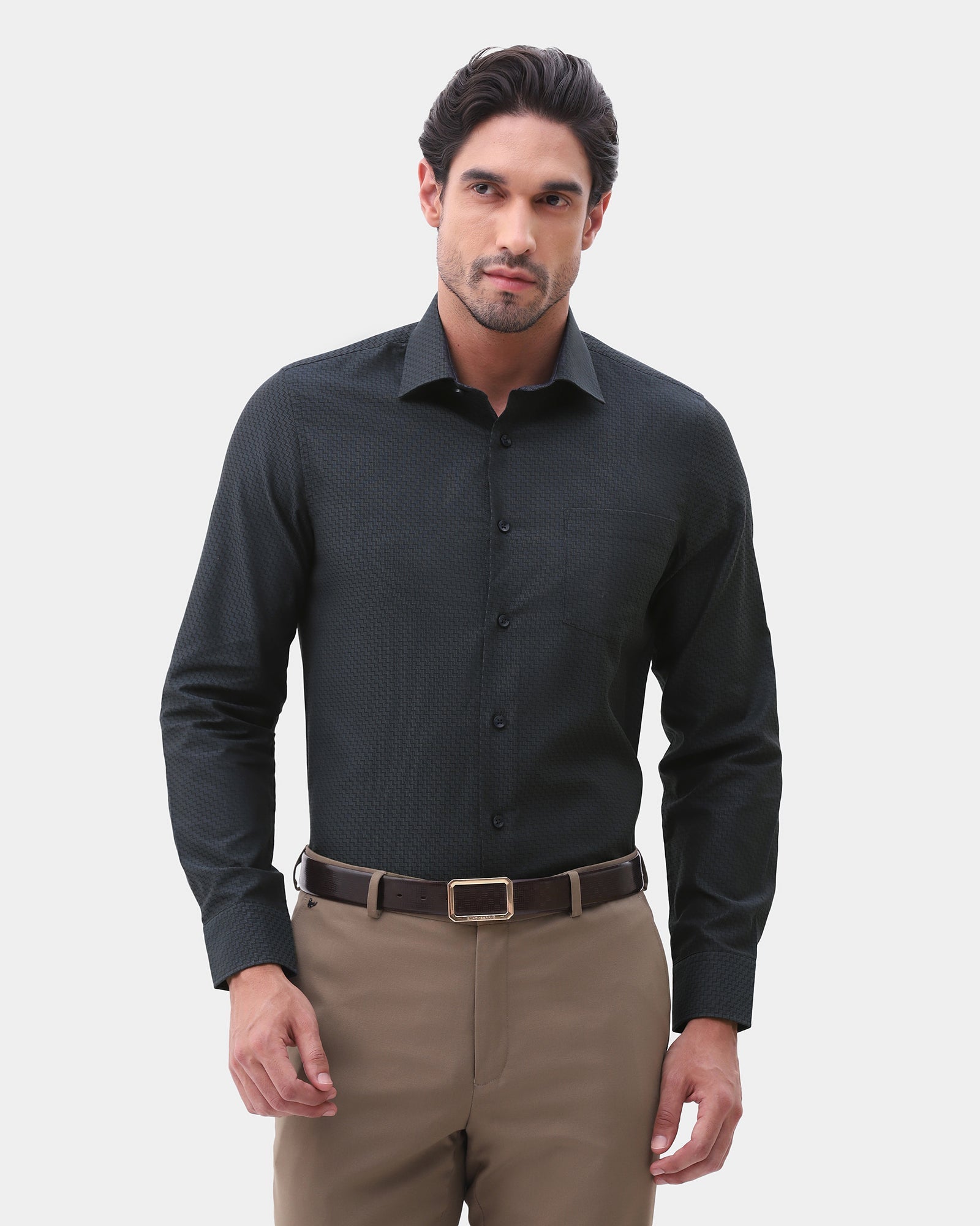 Greyish Blue Textured Shirt - Voree