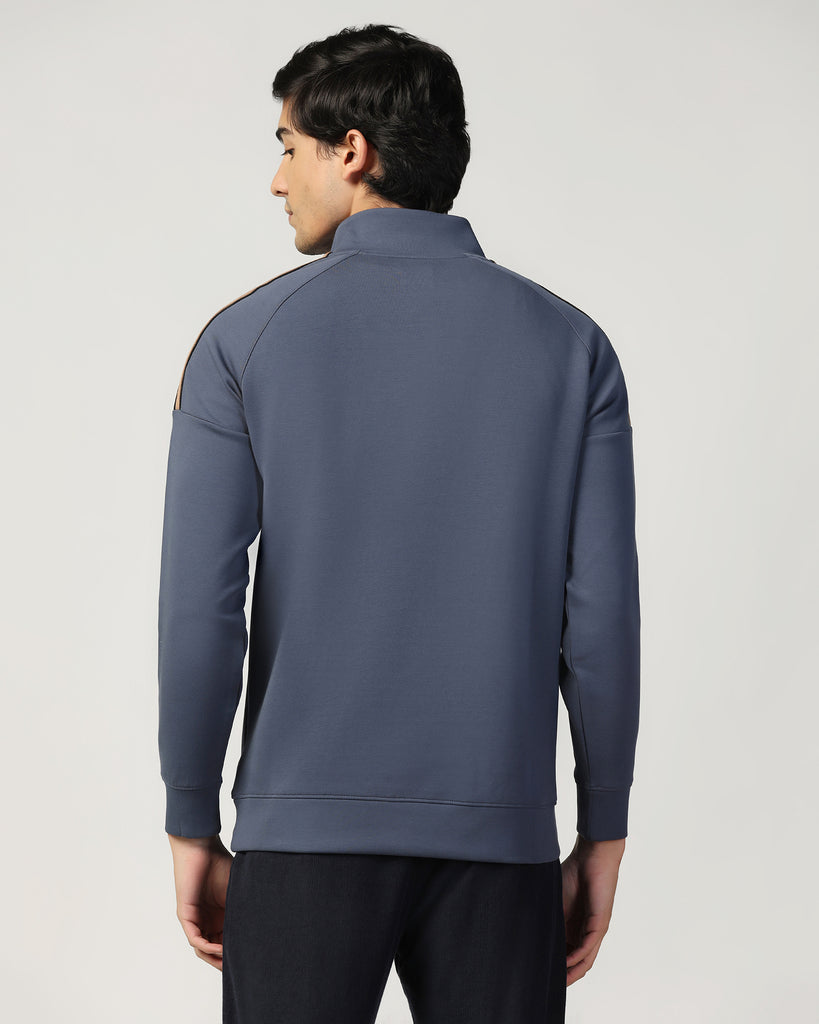 Half Zipper Blue Solid Sweatshirt - Eno