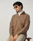 Half Zipper Brown & Tan Solid Sweatshirt - Eno