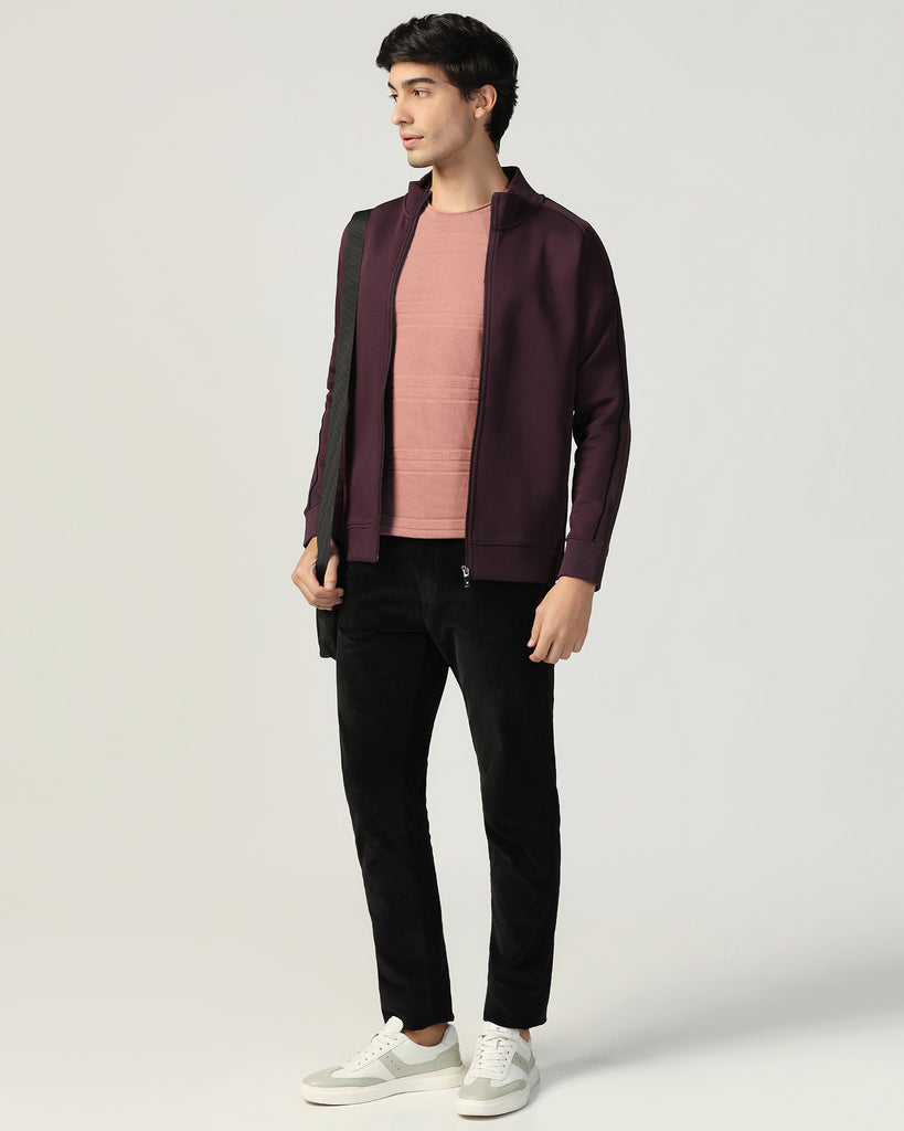 High Neck Fig Solid Sweatshirt - Decy