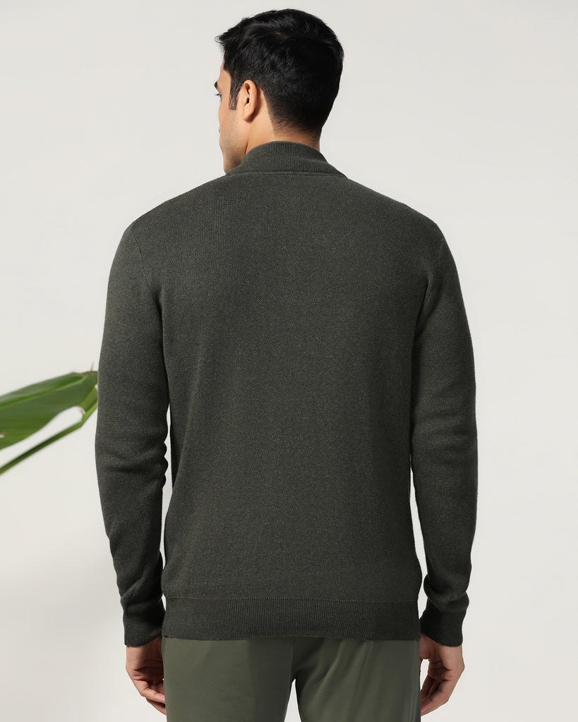 High Neck Olive Structure Sweater - Juan