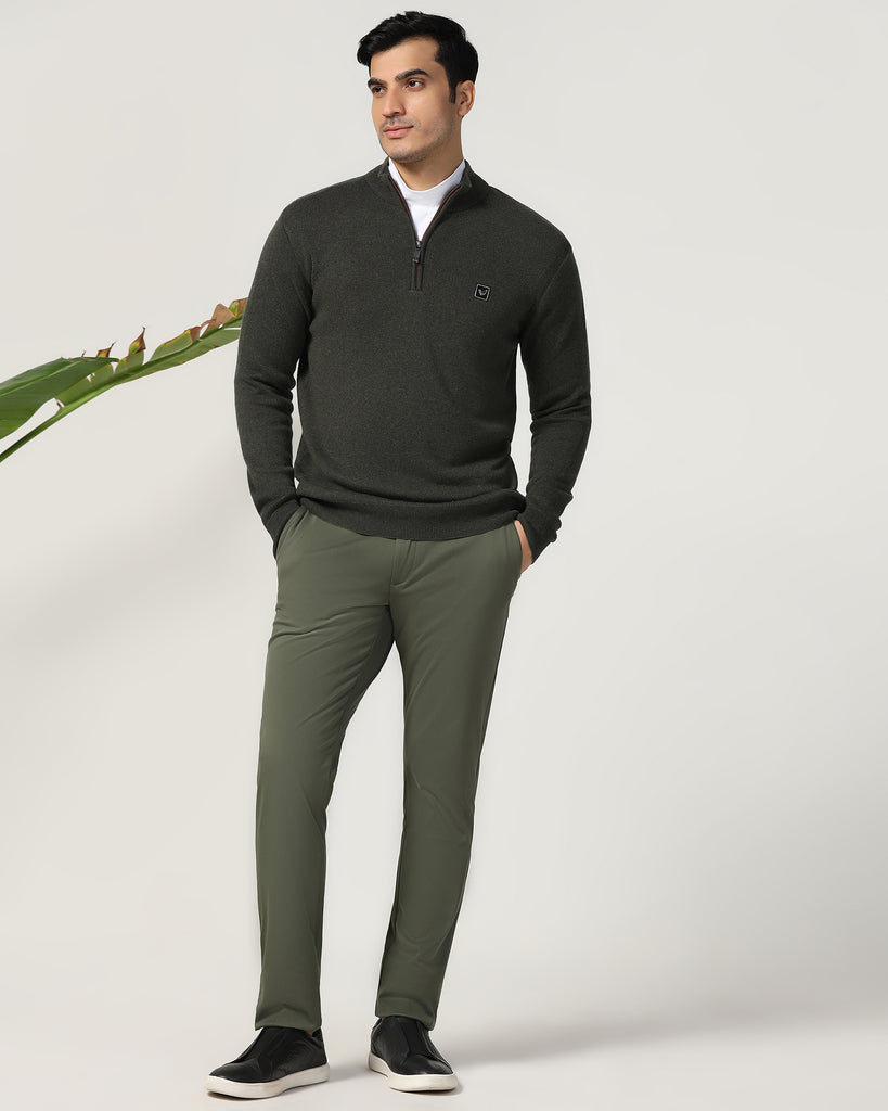 High Neck Olive Structure Sweater - Juan