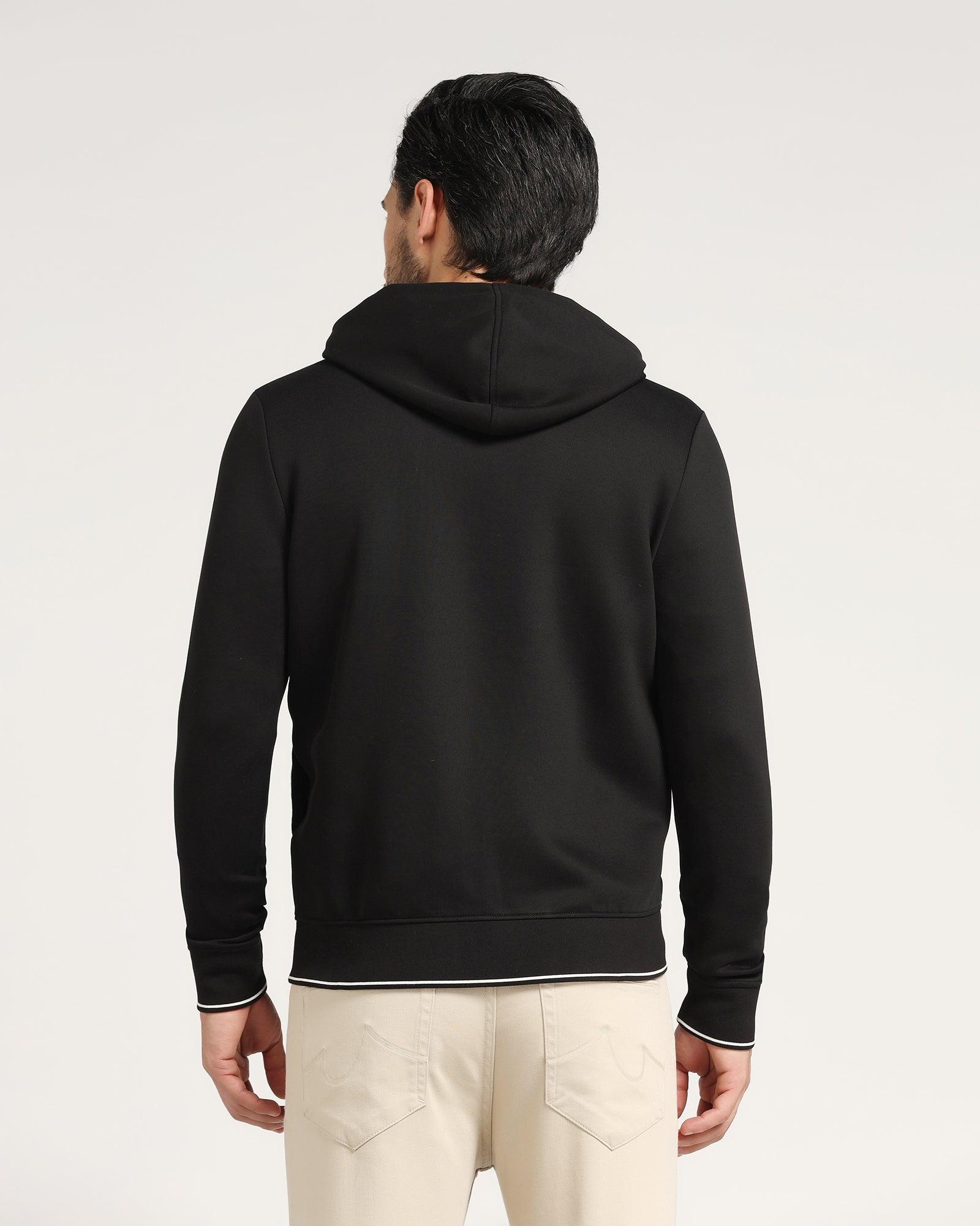 Hoodie Black Solid Sweatshirt - Morgo