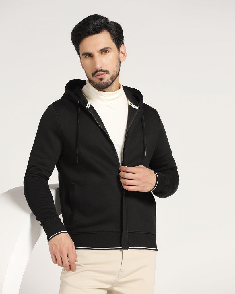 Hoodie Black Solid Sweatshirt - Morgo