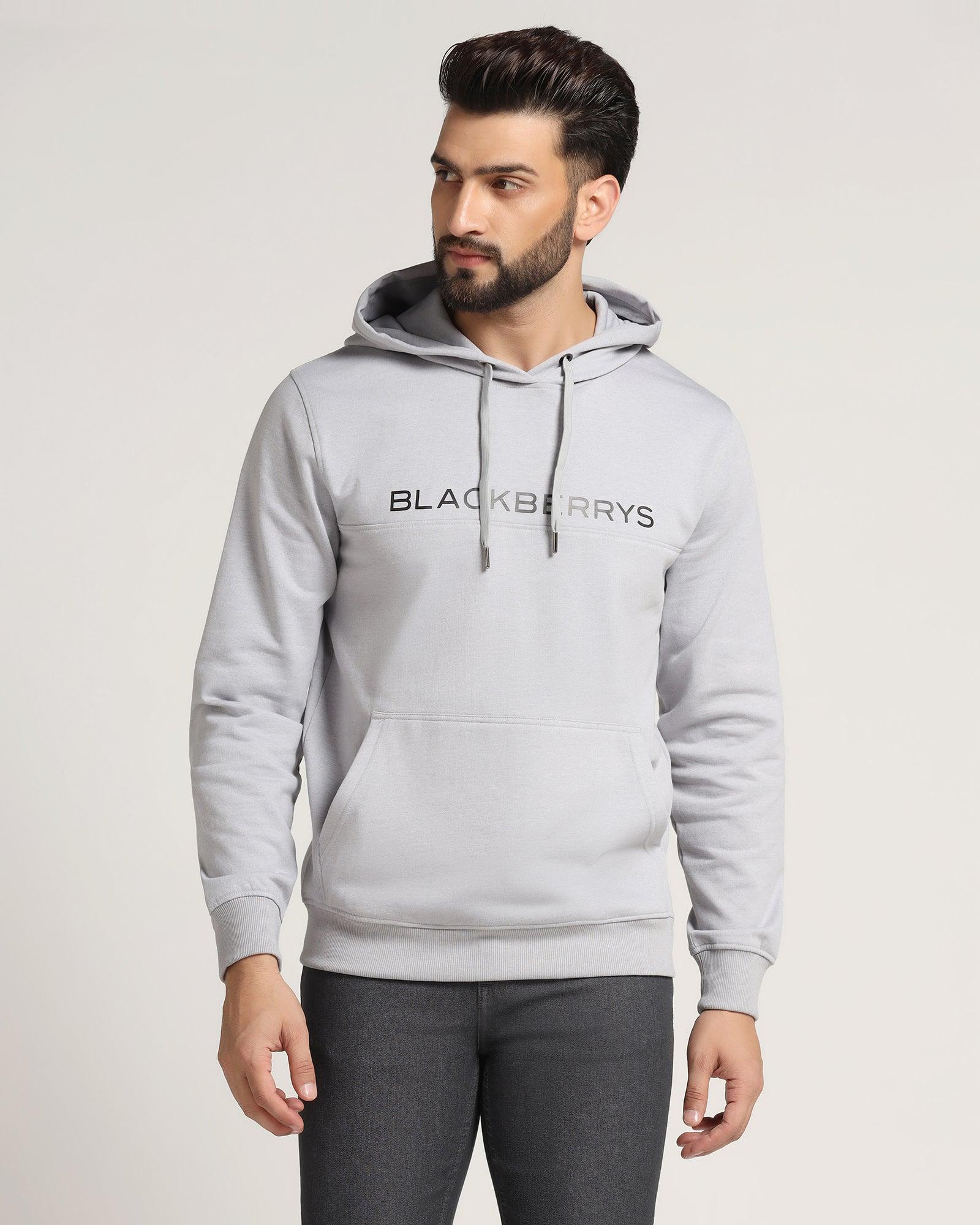 Hoodie Grey Melange Printed Sweatshirt - Jaquel